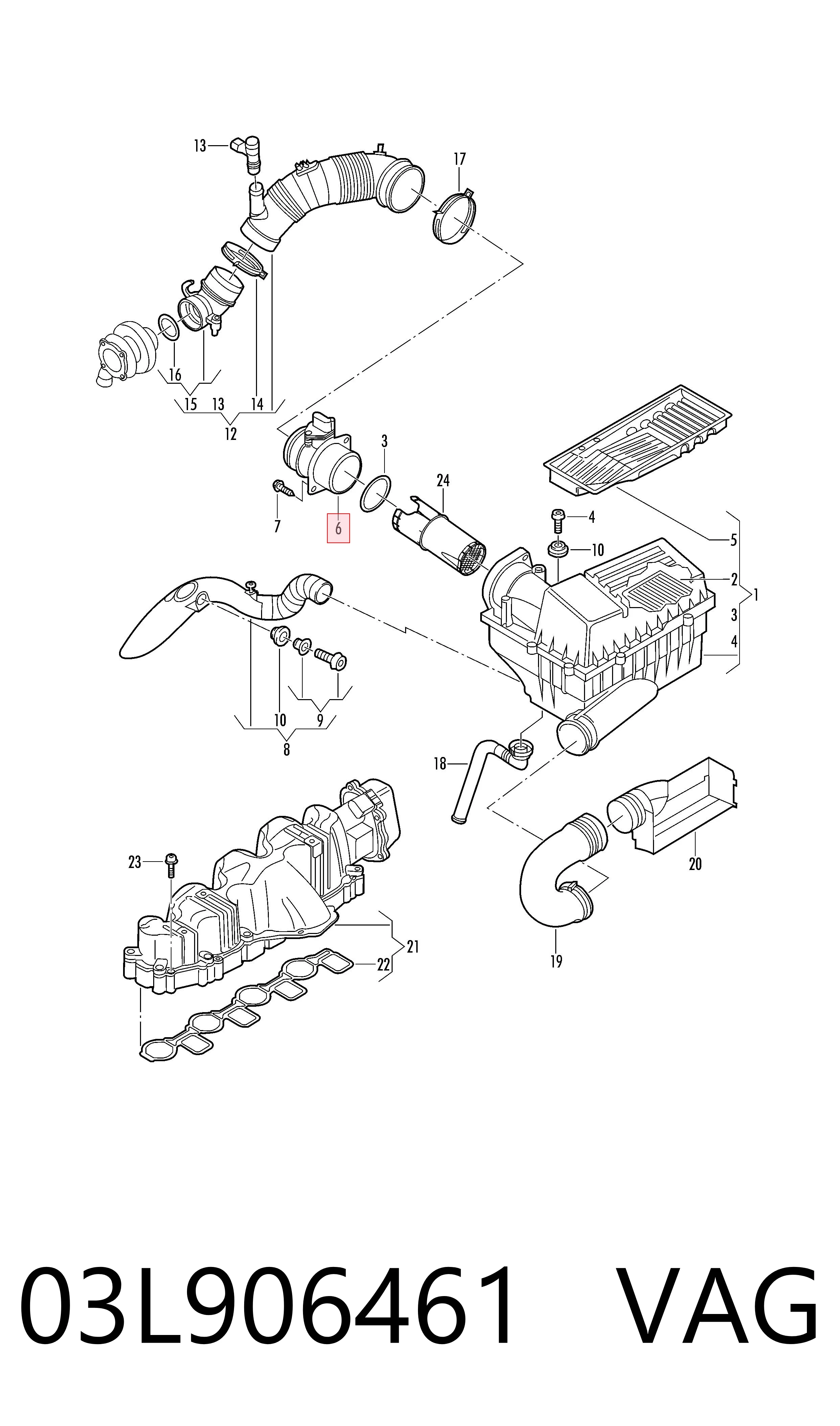 03L906461 VAG Датчик витрати повітря