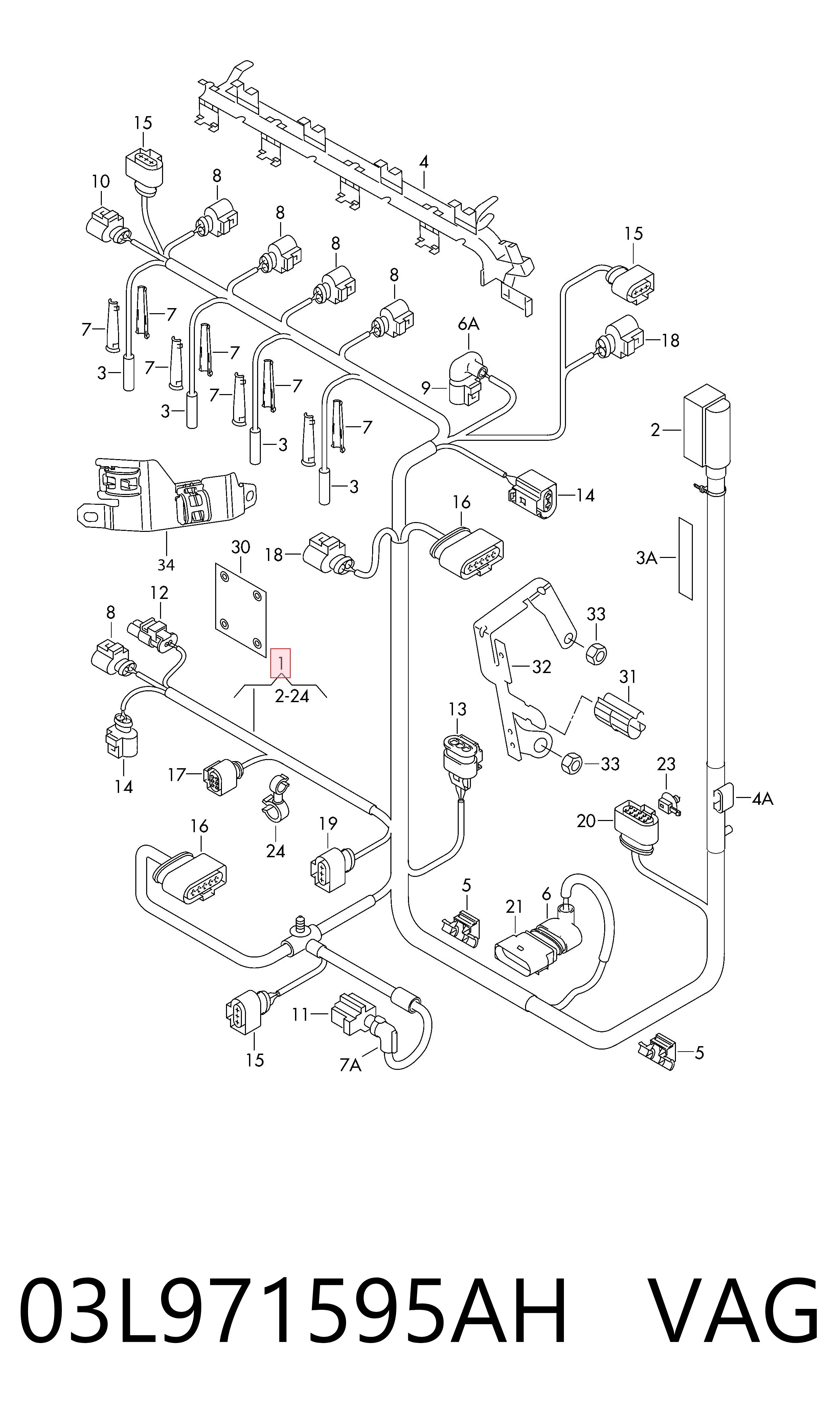 03L971595AH VAG Електропроводка моторного віддсіка