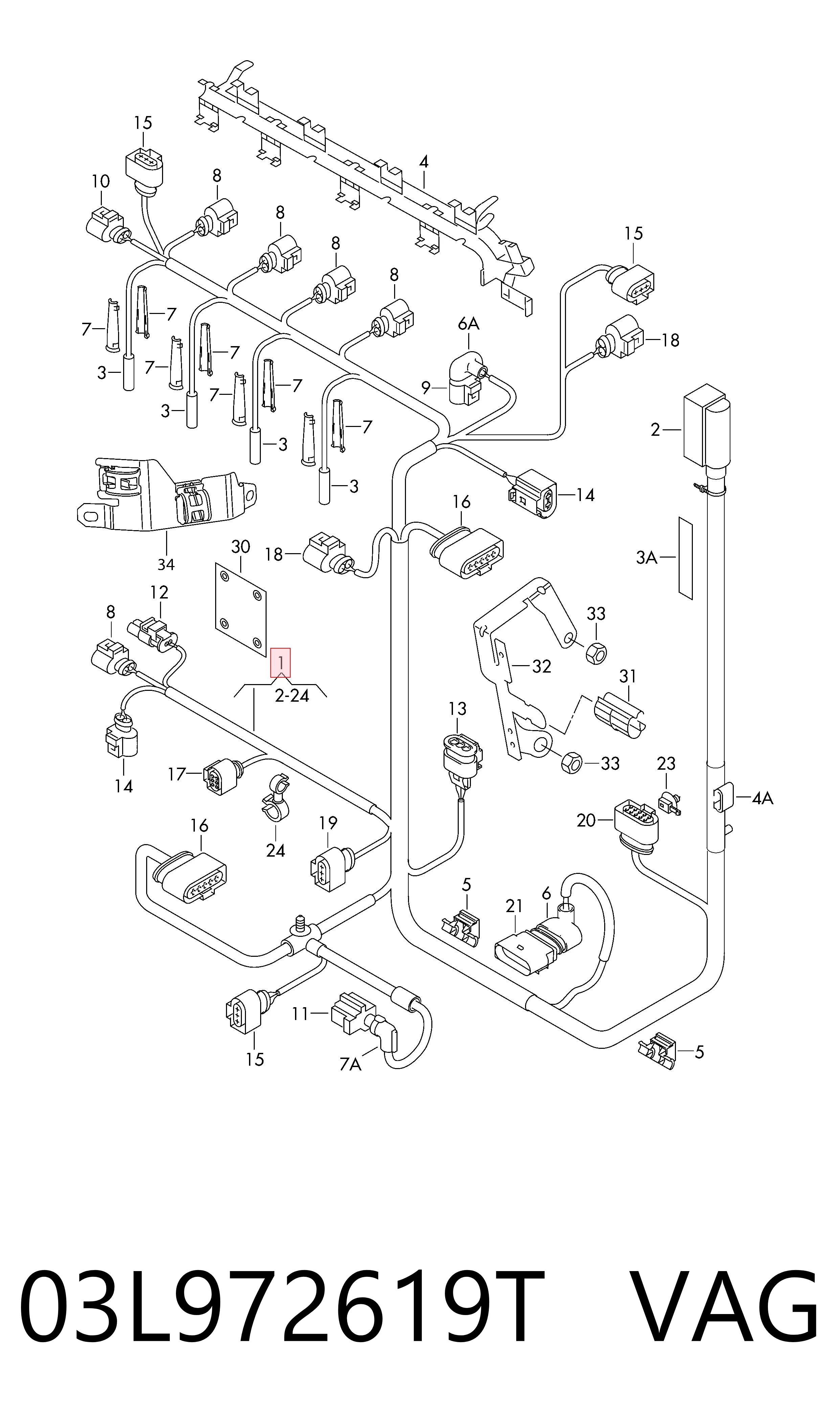 03L972619T VAG Електропроводка моторного віддсіка