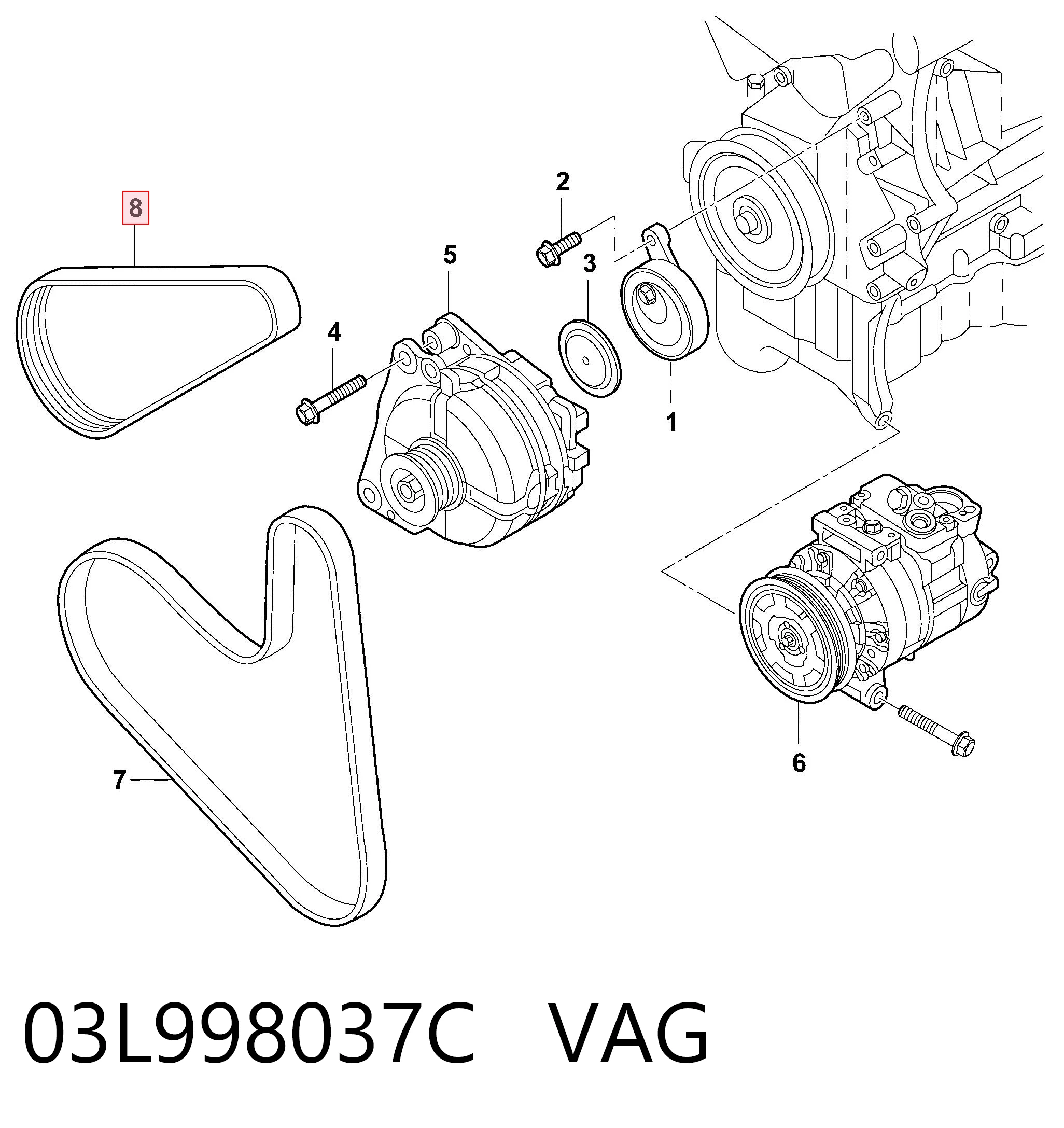 03L998037C VAG Поліклиновий ремінь
