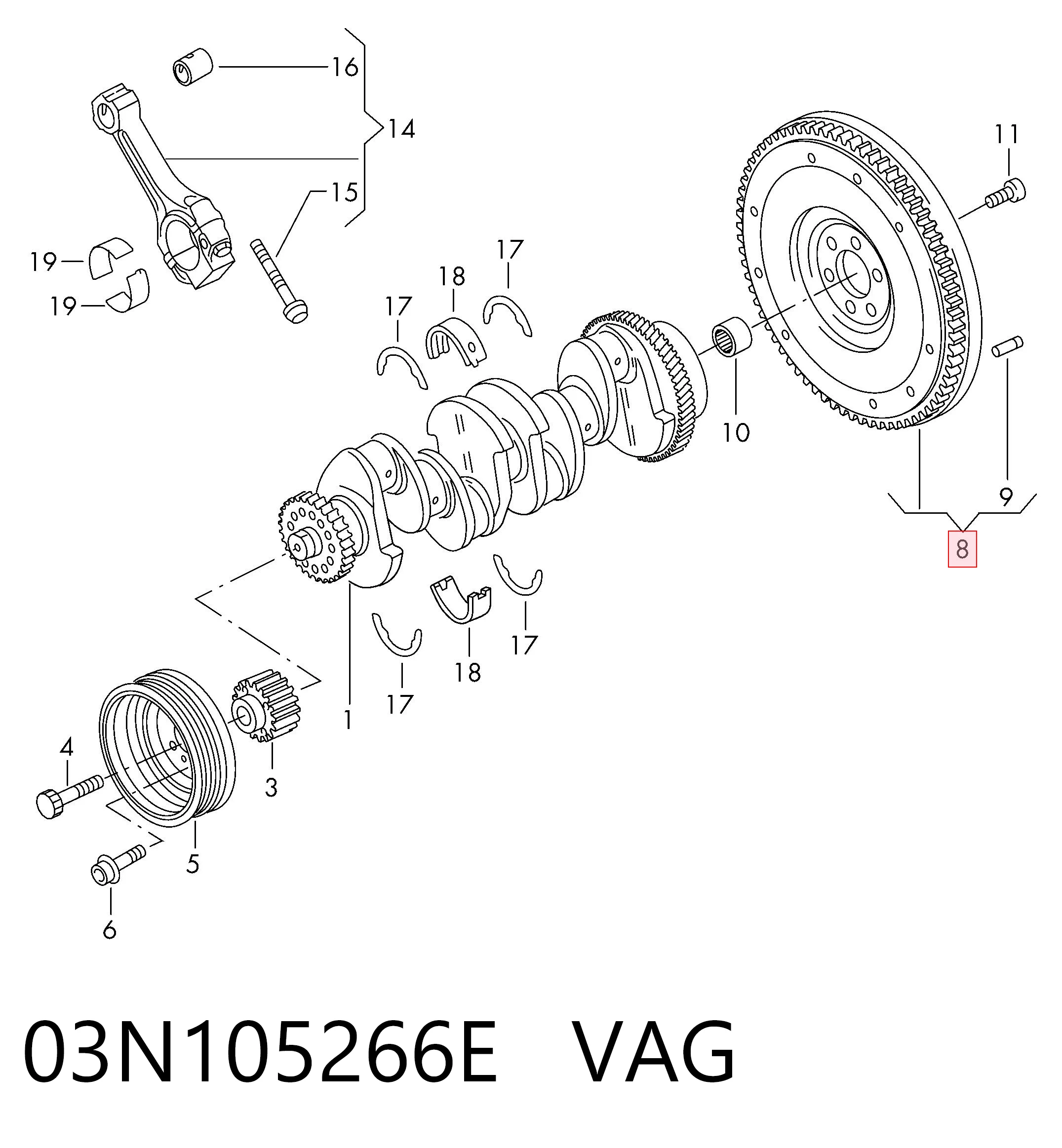Маховик двигуна Volkswagen Passat ALLTRACK B8 універсал (3G5, CB5) (2015 - 2026) ціна, від 555.77 USD
