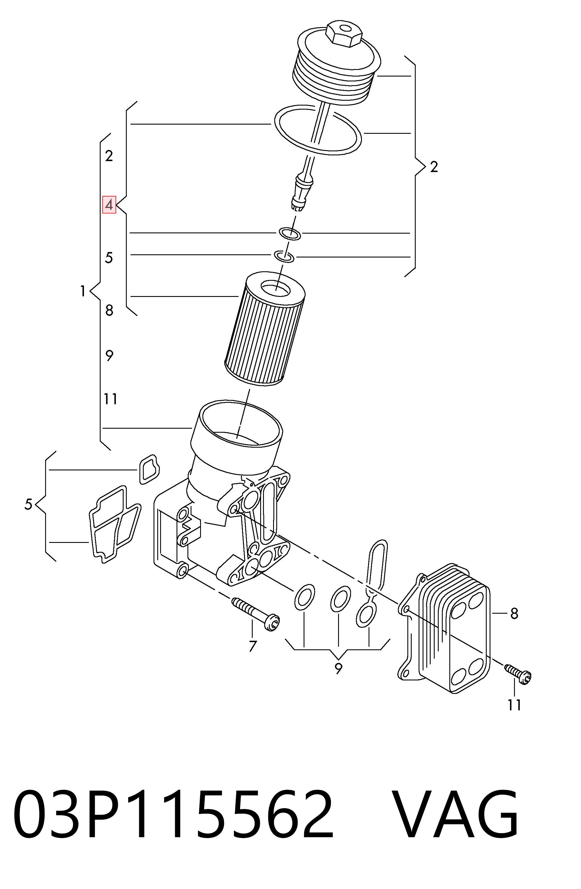 Масляний фільтр двигуна VAG 03P115562 ціна, від 8.97 USD
