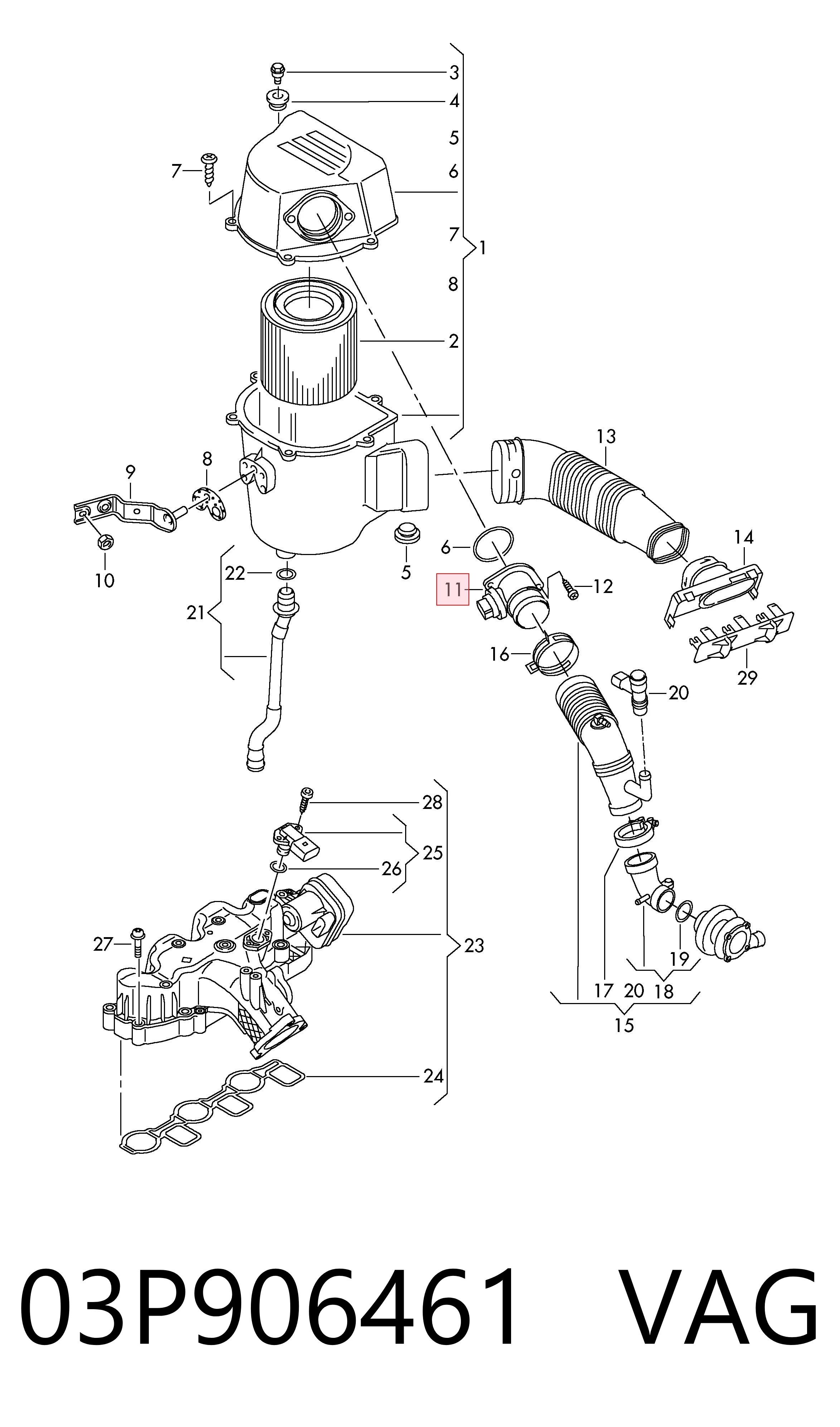 03P906461 VAG Датчик витрати повітря