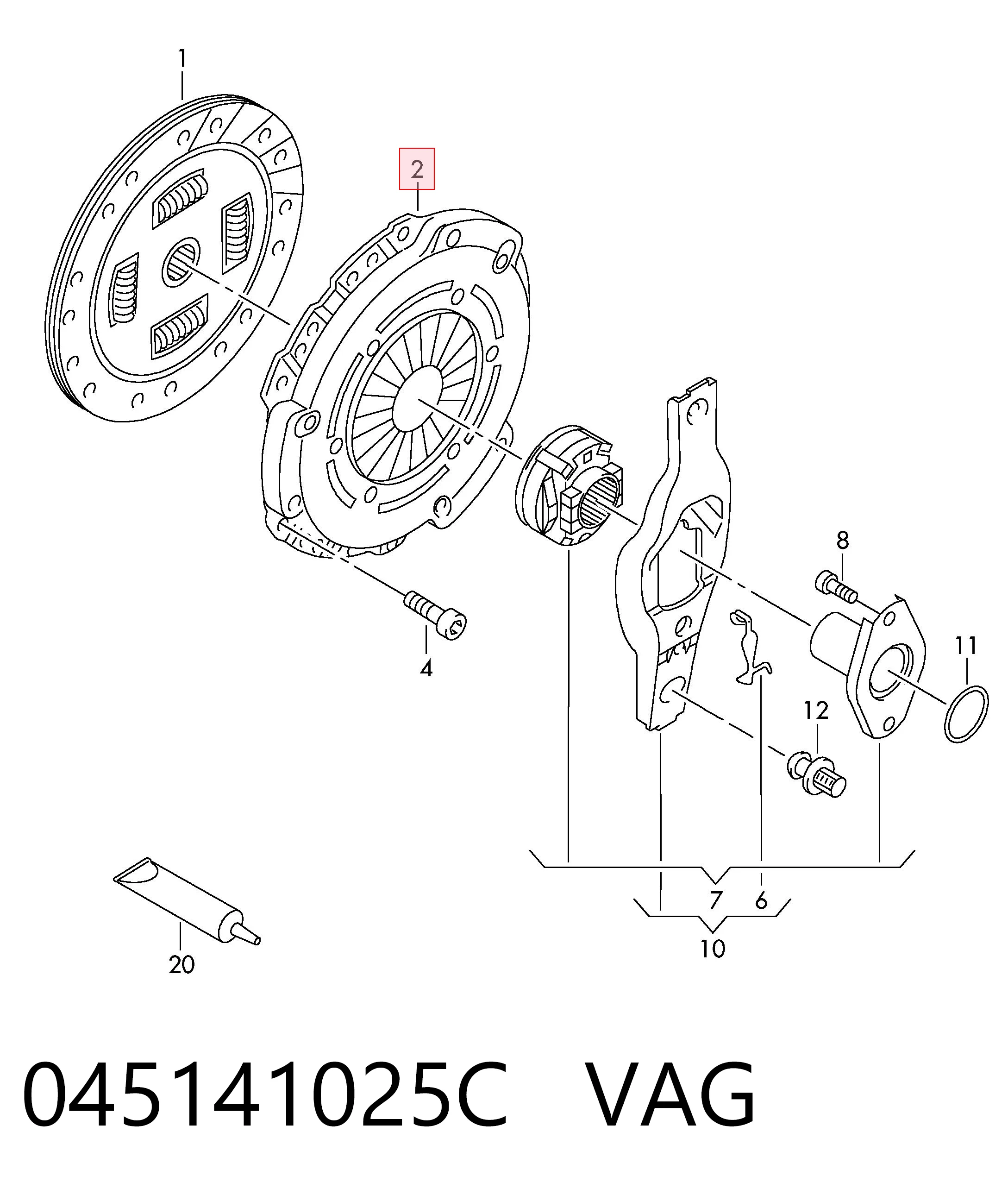 045141025C VAG Натискний диск зчеплення