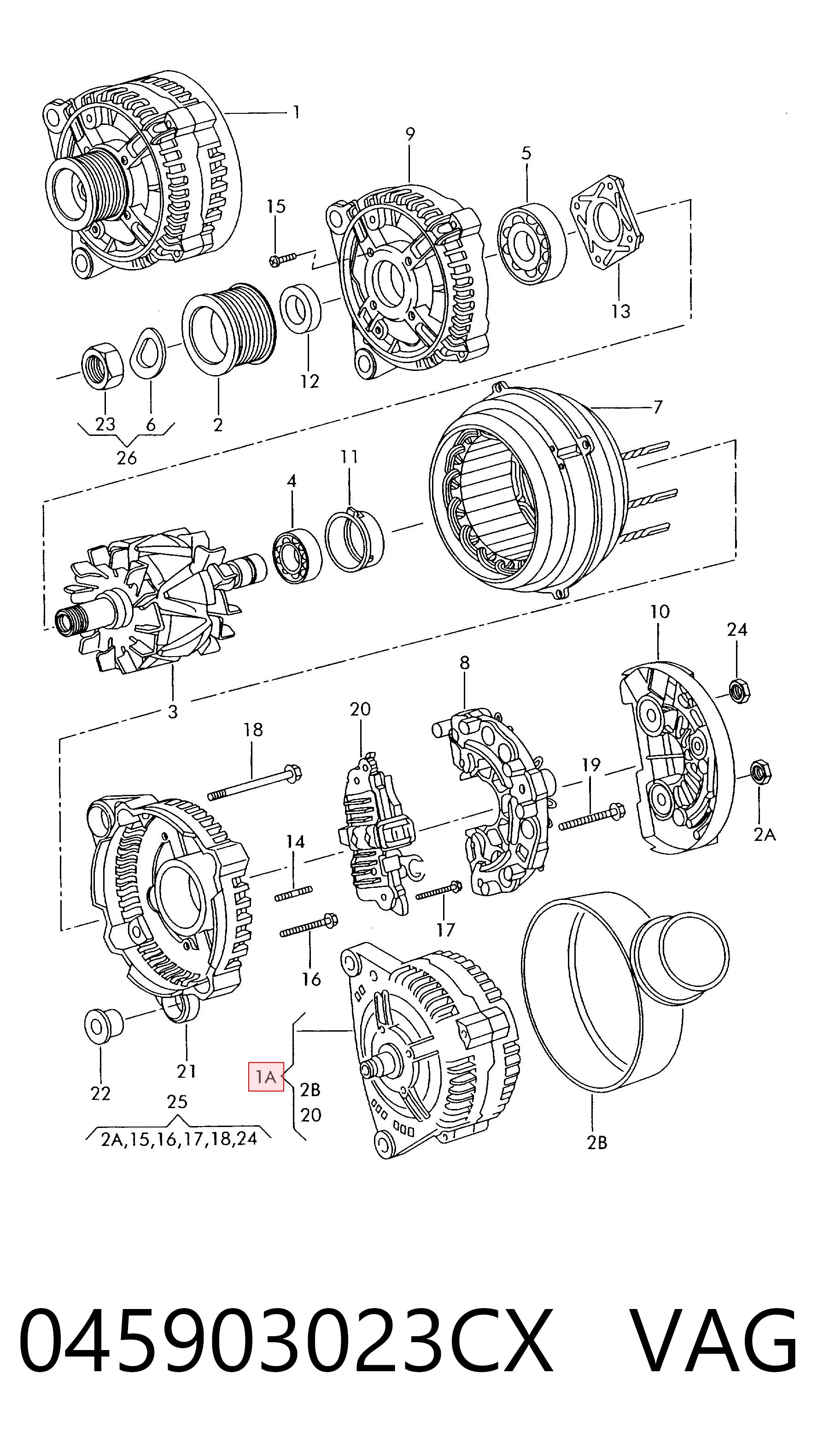 045903023CX VAG Авто генератор