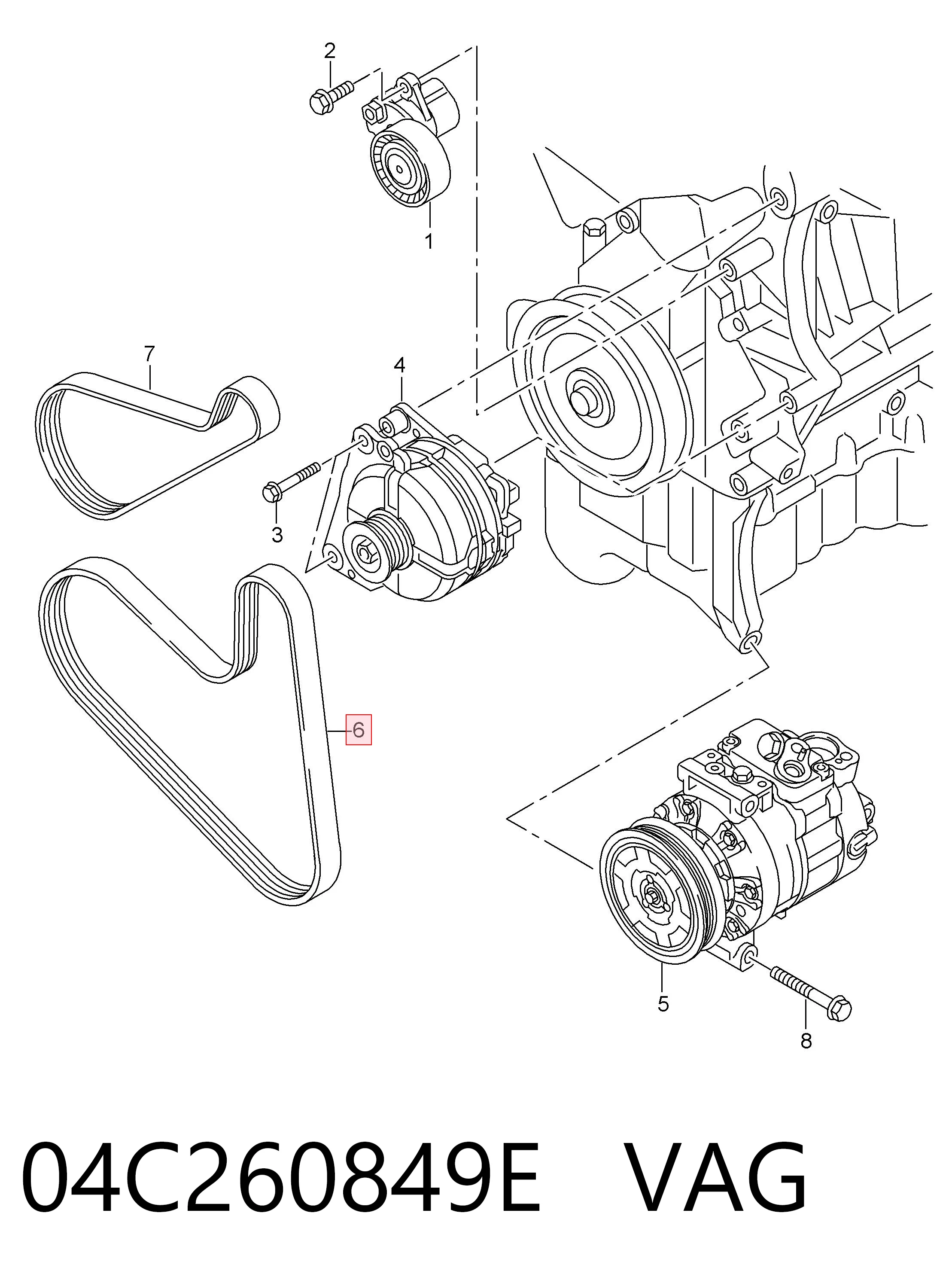 Клиновий ремінь VAG 04C260849E ціна, від 21.53 USD