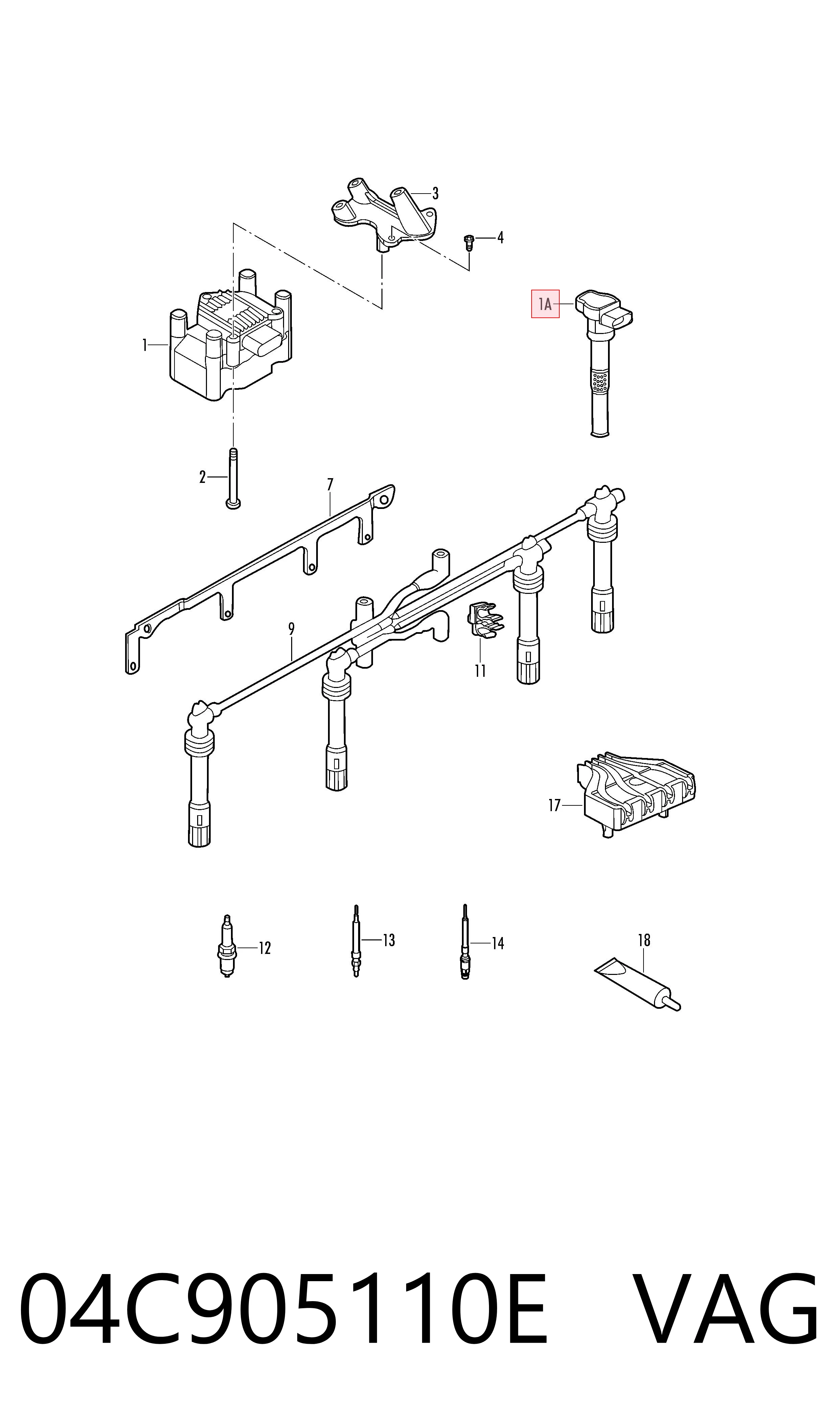 04C905110E VAG Котушка запалювання