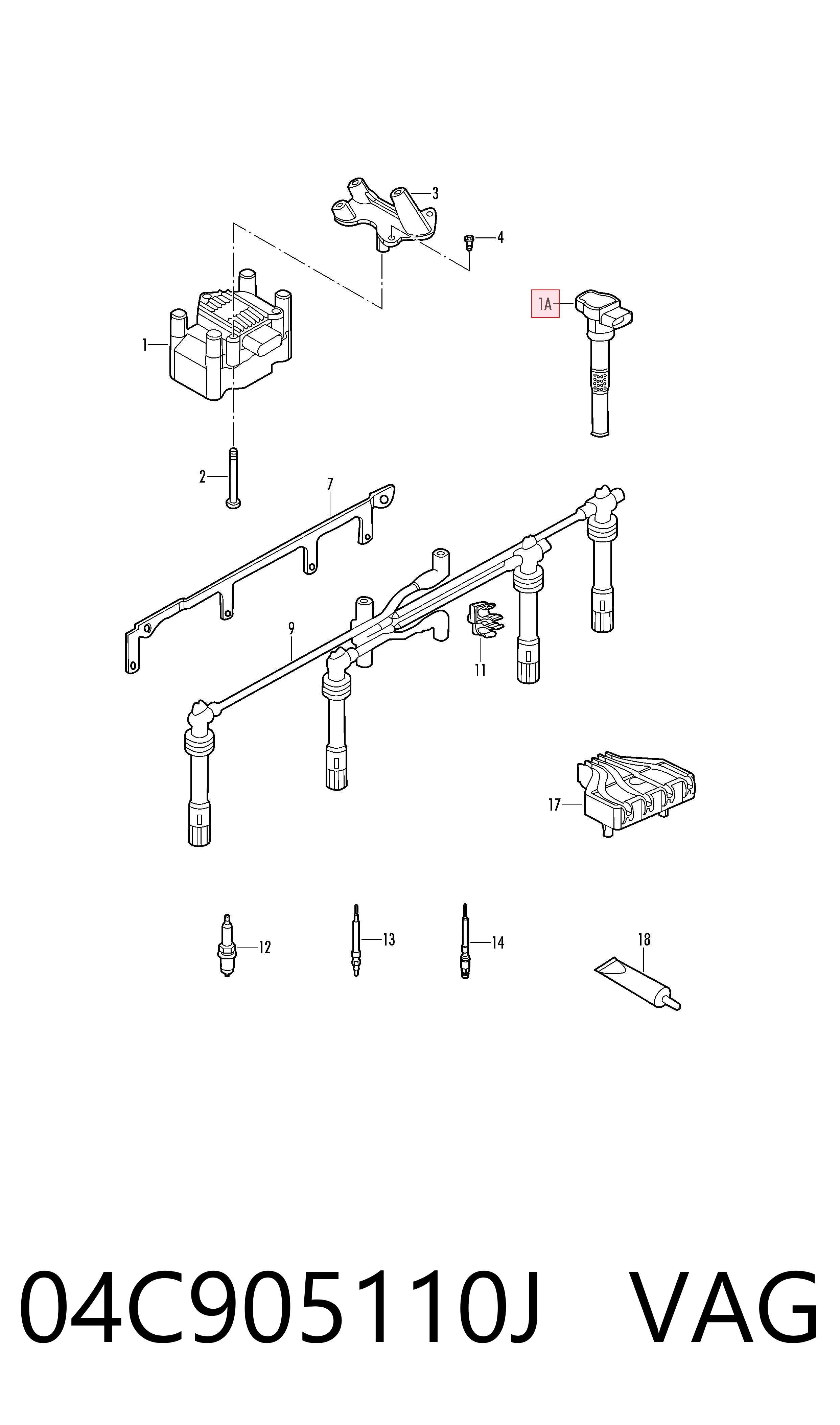 04C905110J VAG Котушка запалювання