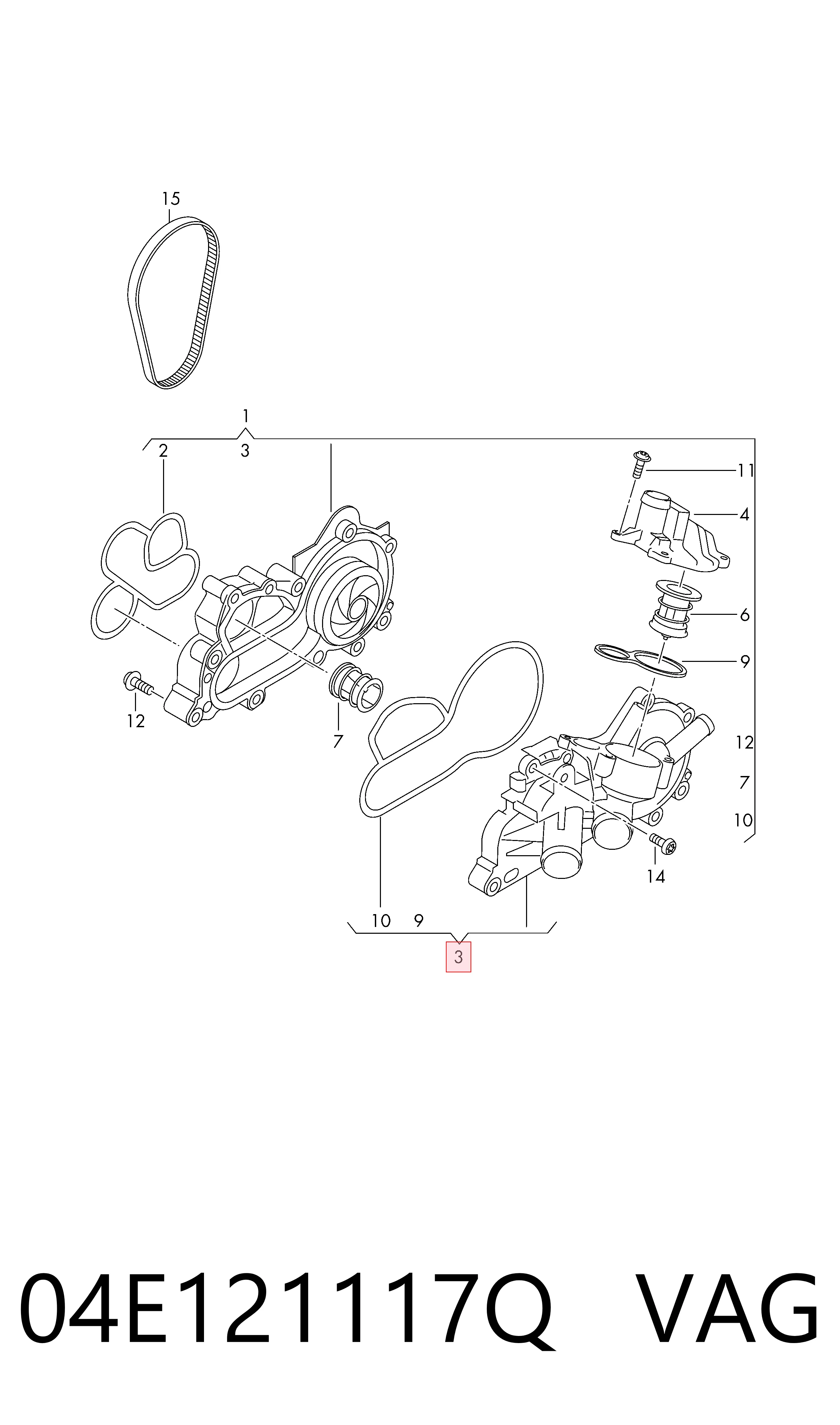 Корпус термостата в зборі на Audi A4 B9 8W2, 8WC