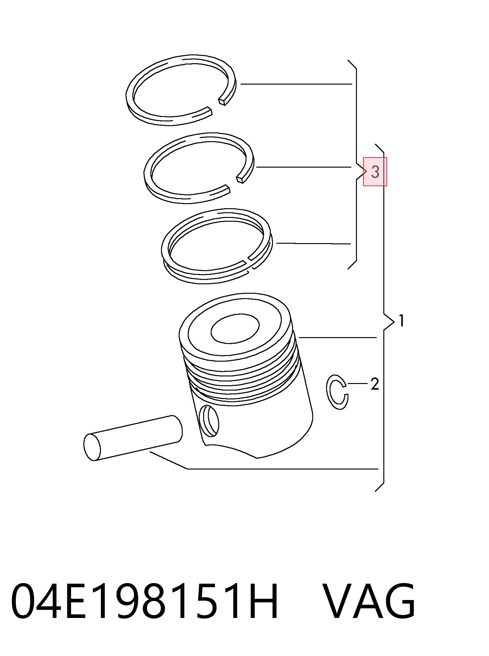 Поршні і шатуни Mahle Original 028RS101300N0 ціна, від 20.64 USD