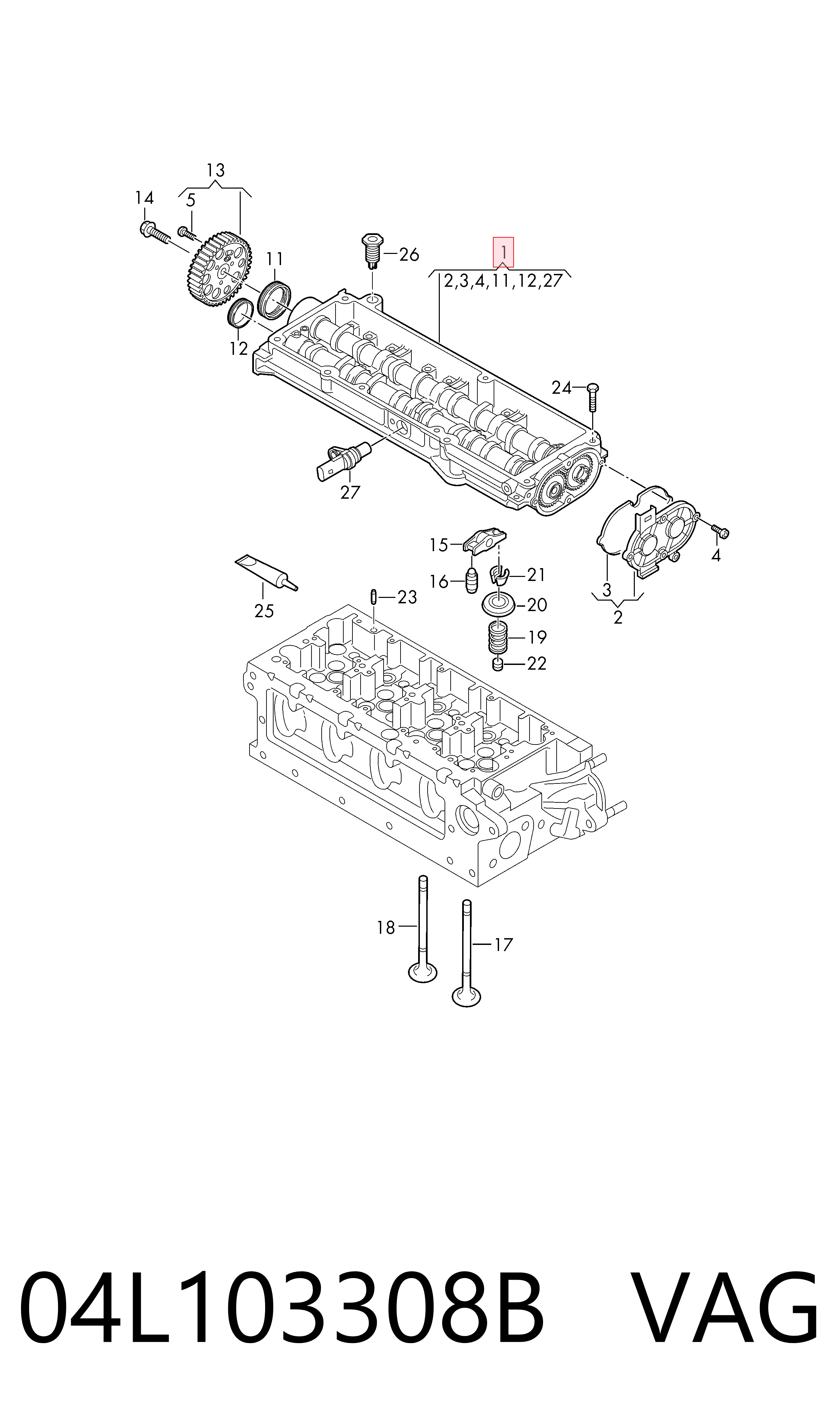 Купити Корпус распредвала Skoda Octavia III A7 5E3, NL3, NR3