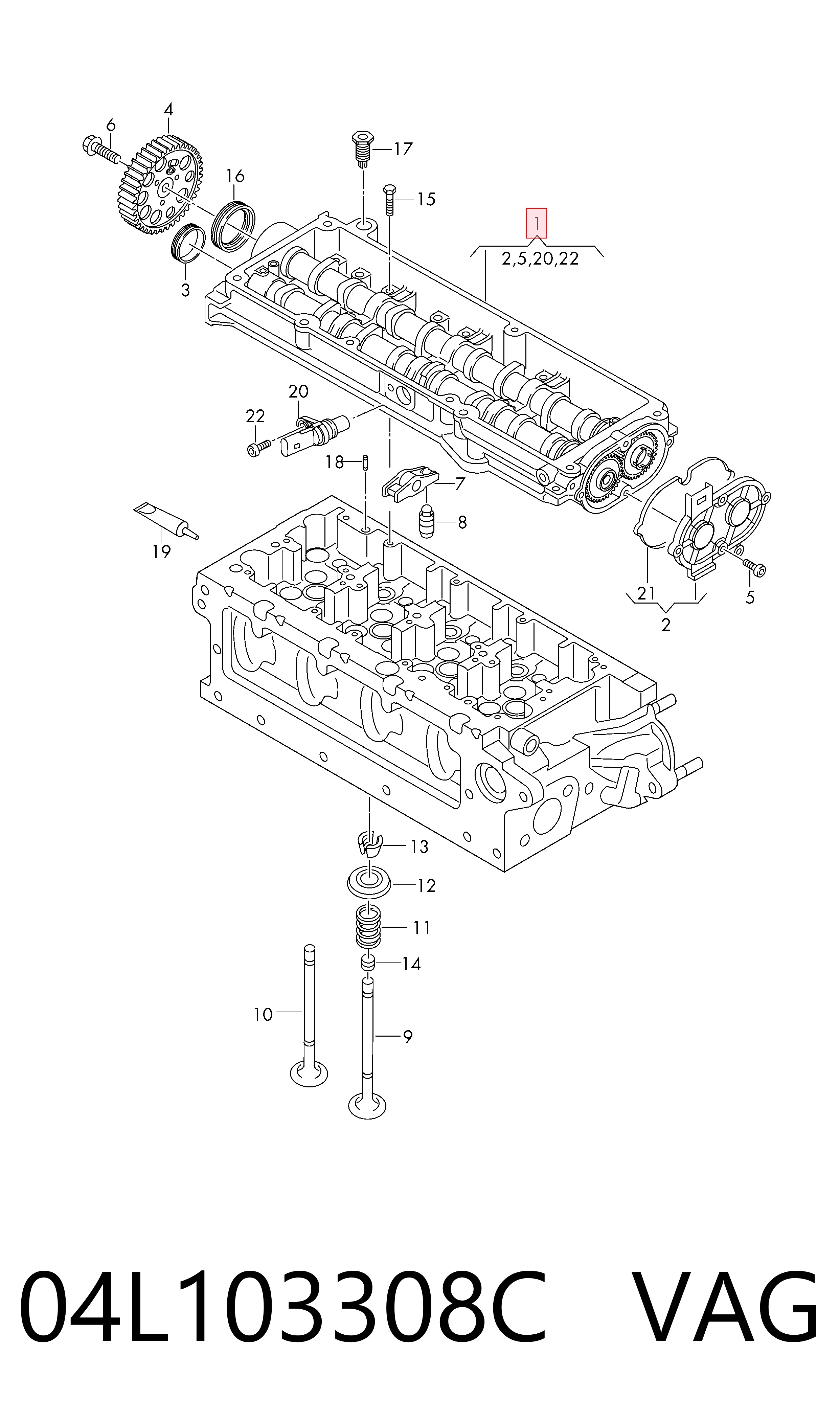  Корпус распредвала Skoda Octavia 