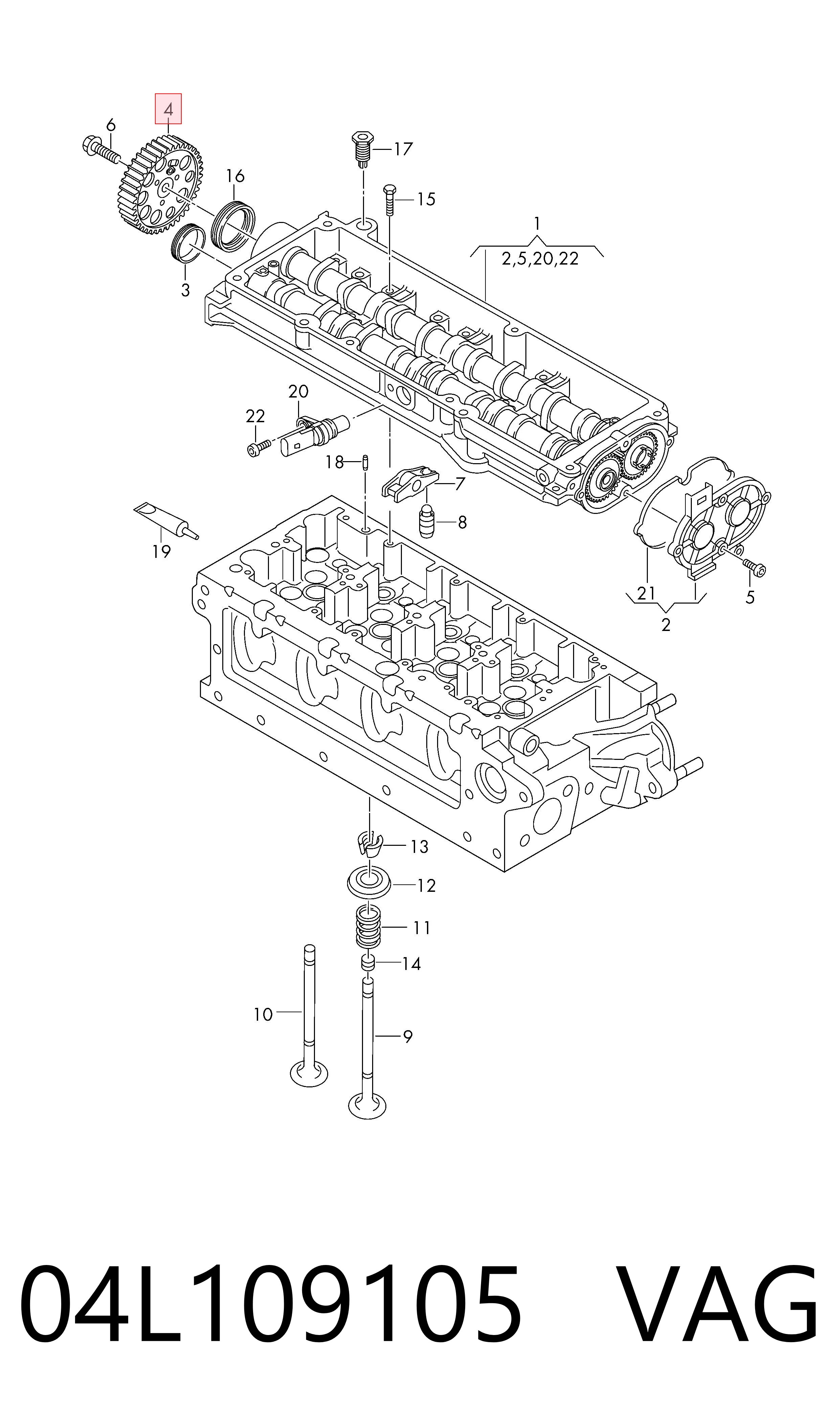 Шестерня розподільчого вала VAG 04L109105 ціна, від 50.68 USD