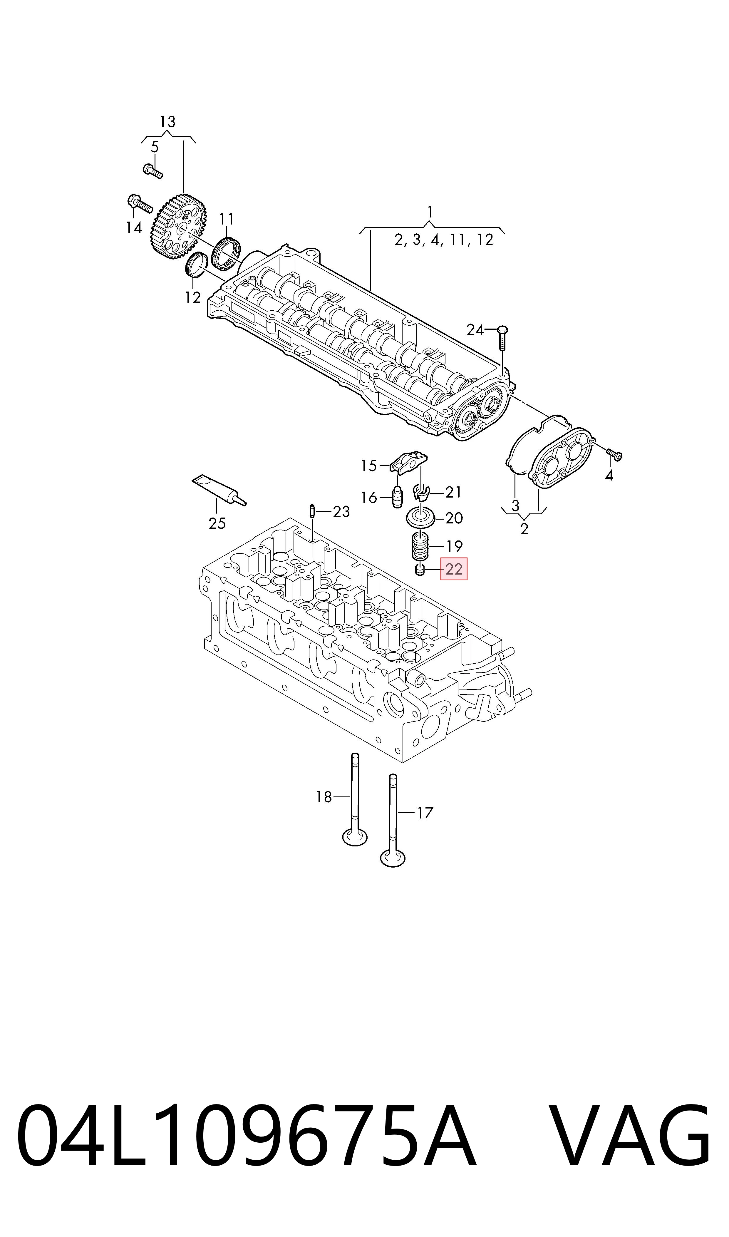 04L109675A VAG Сальник клапана (Маслос'емниє), впуск/випуск