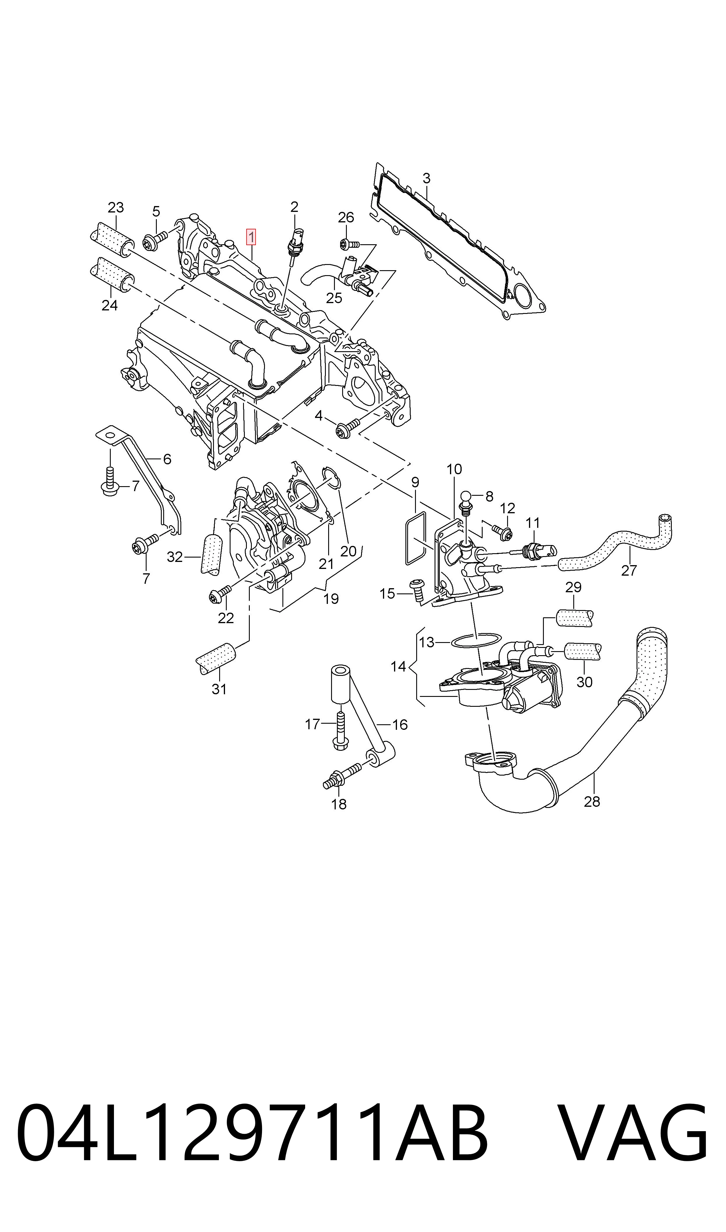 04L129711AB VAG Колектор впускний