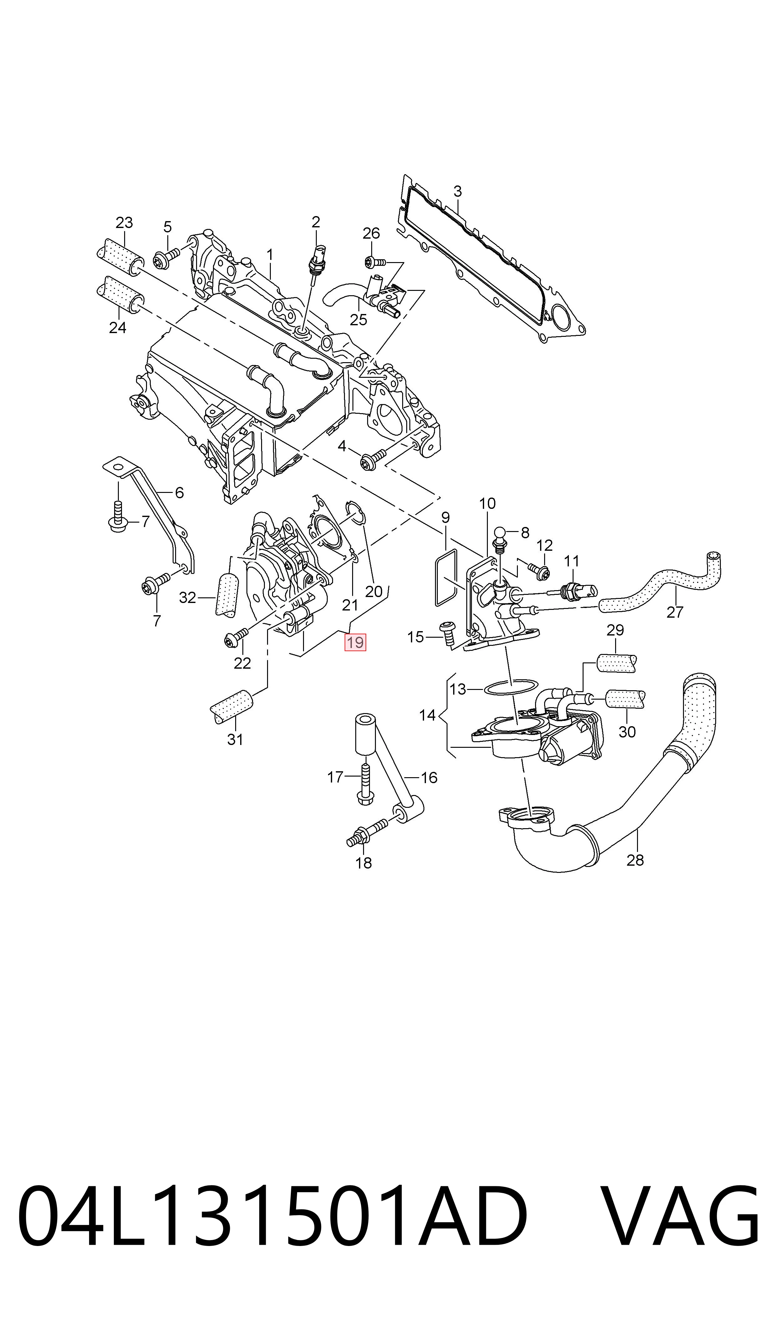 04L131501AD VAG Клапан рециркуляції відпрацьованих газів EGR