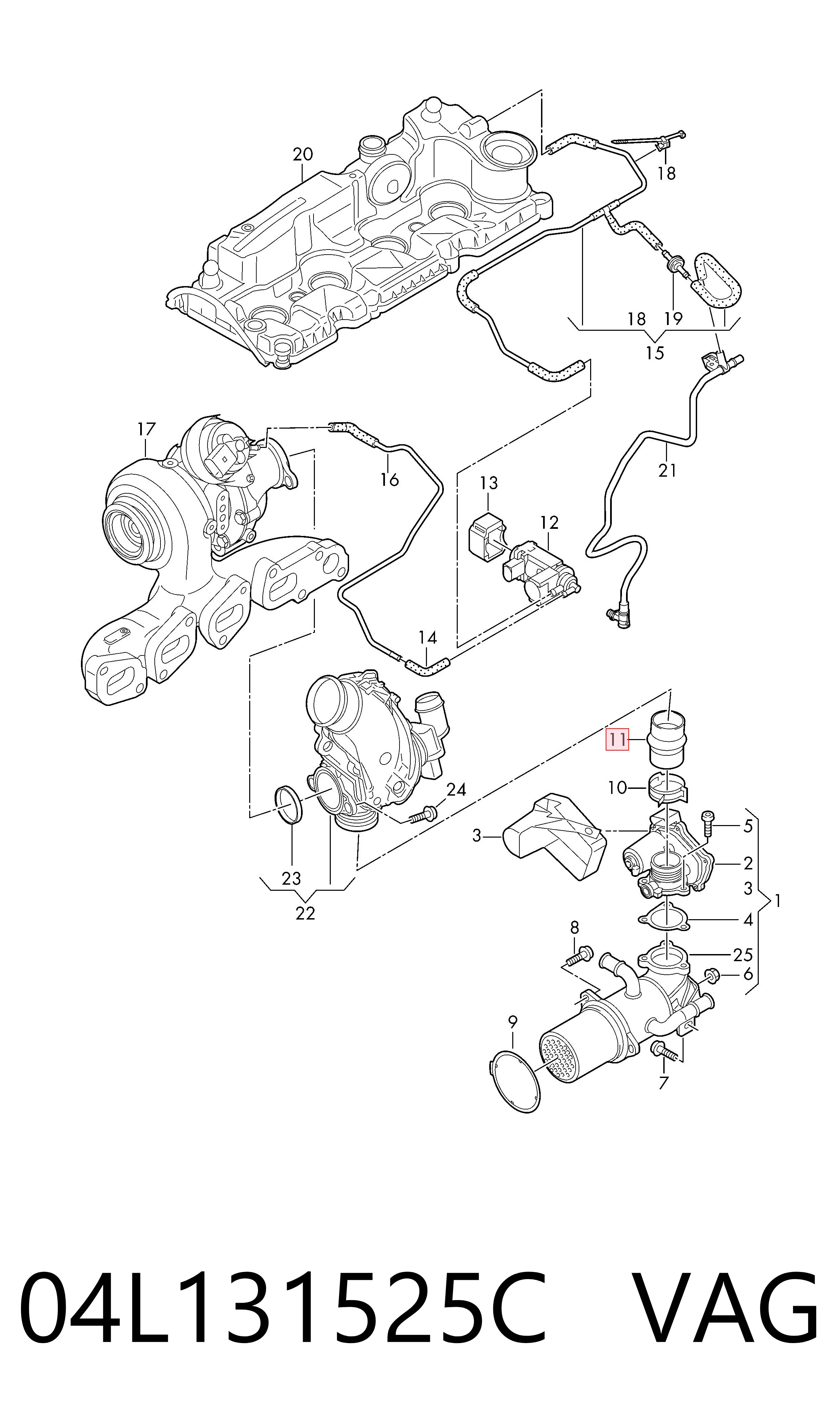 04L131525C VAG Шланги і трубки системи рециркуляції