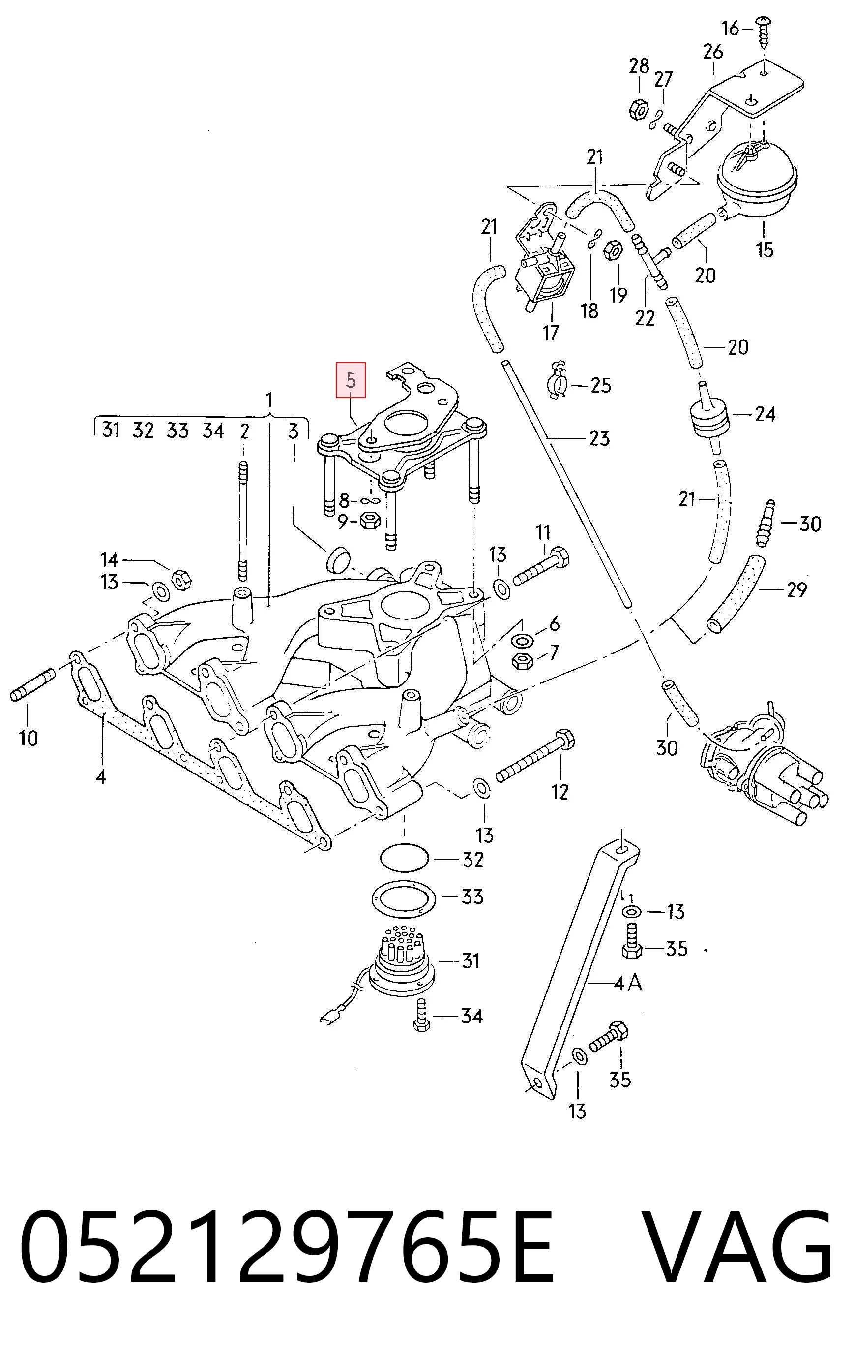 Фланець карбюратора Mercedes 052129765E ціна, від 21.38 USD