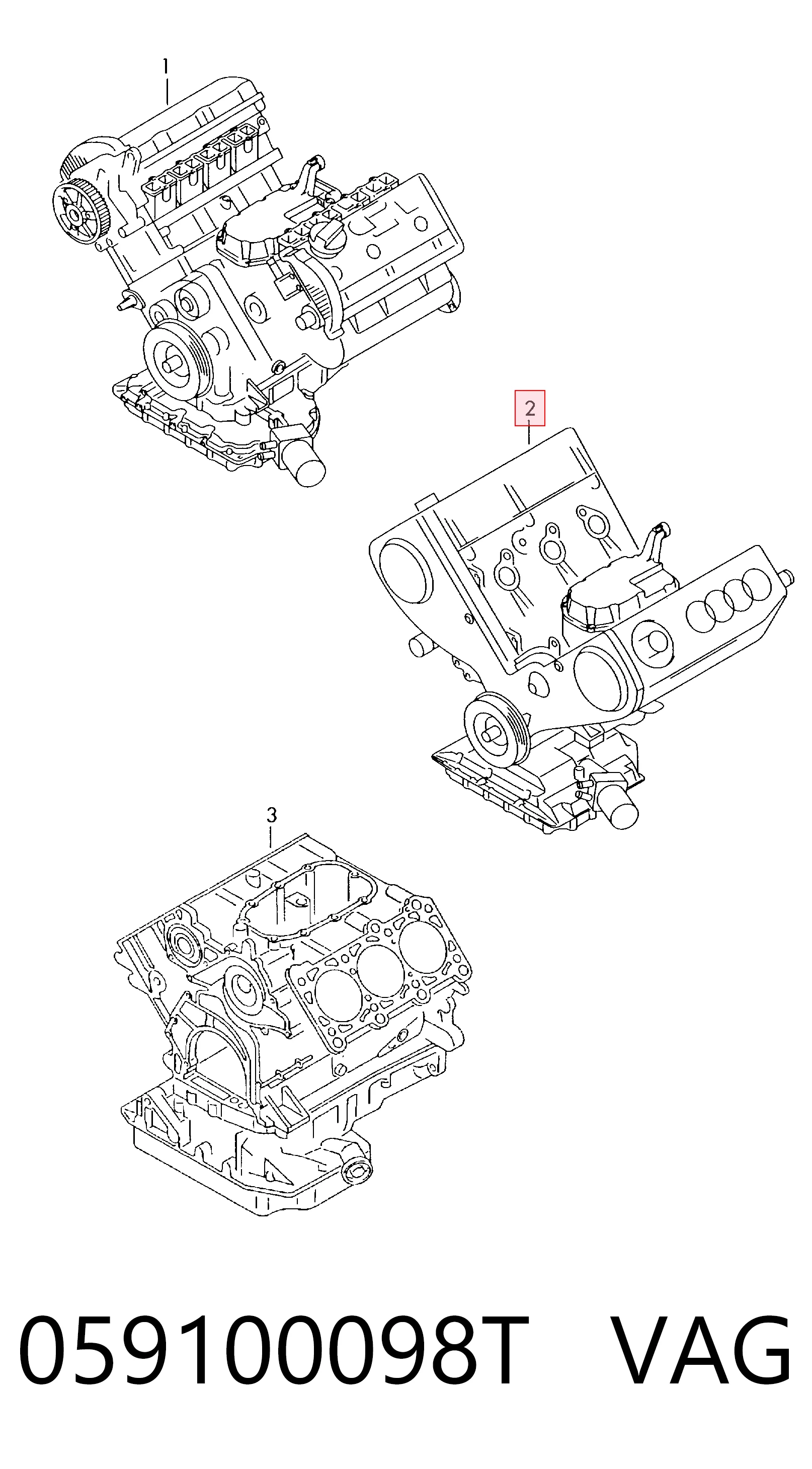 Мотор в зборі на Volkswagen Phaeton I 3D1, 3D2, 3D3, 3D4, 3D6, 3D7, 3D8, 3D9