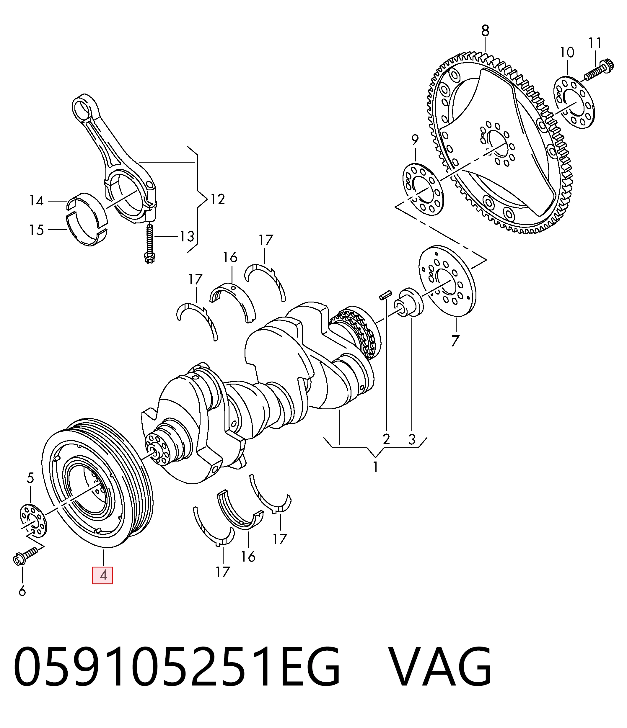059105251EG VAG Демпфер колінвалу