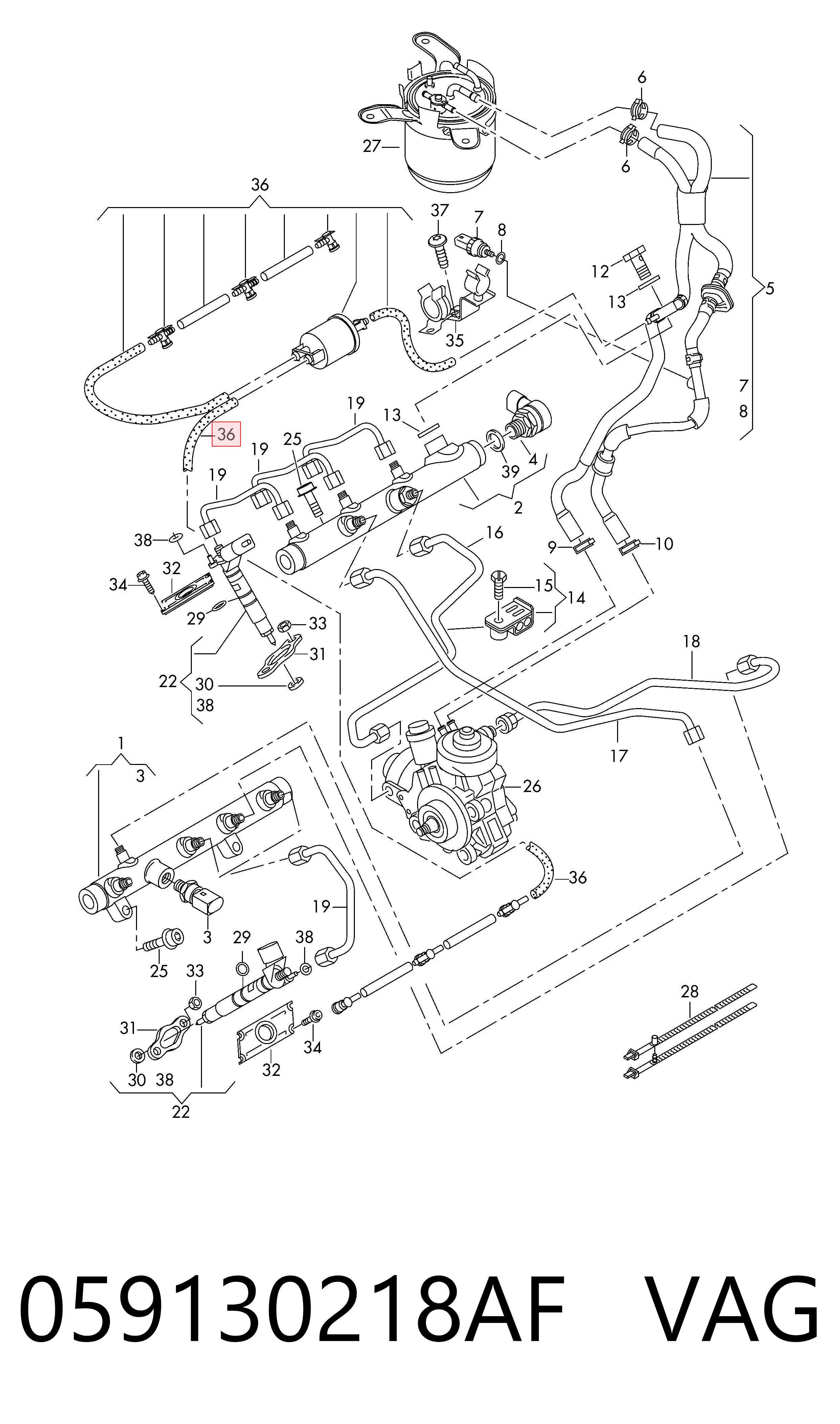 Трубка паливна, зворотня від форсунок Bosch 445130333 ціна, від 56.54 USD