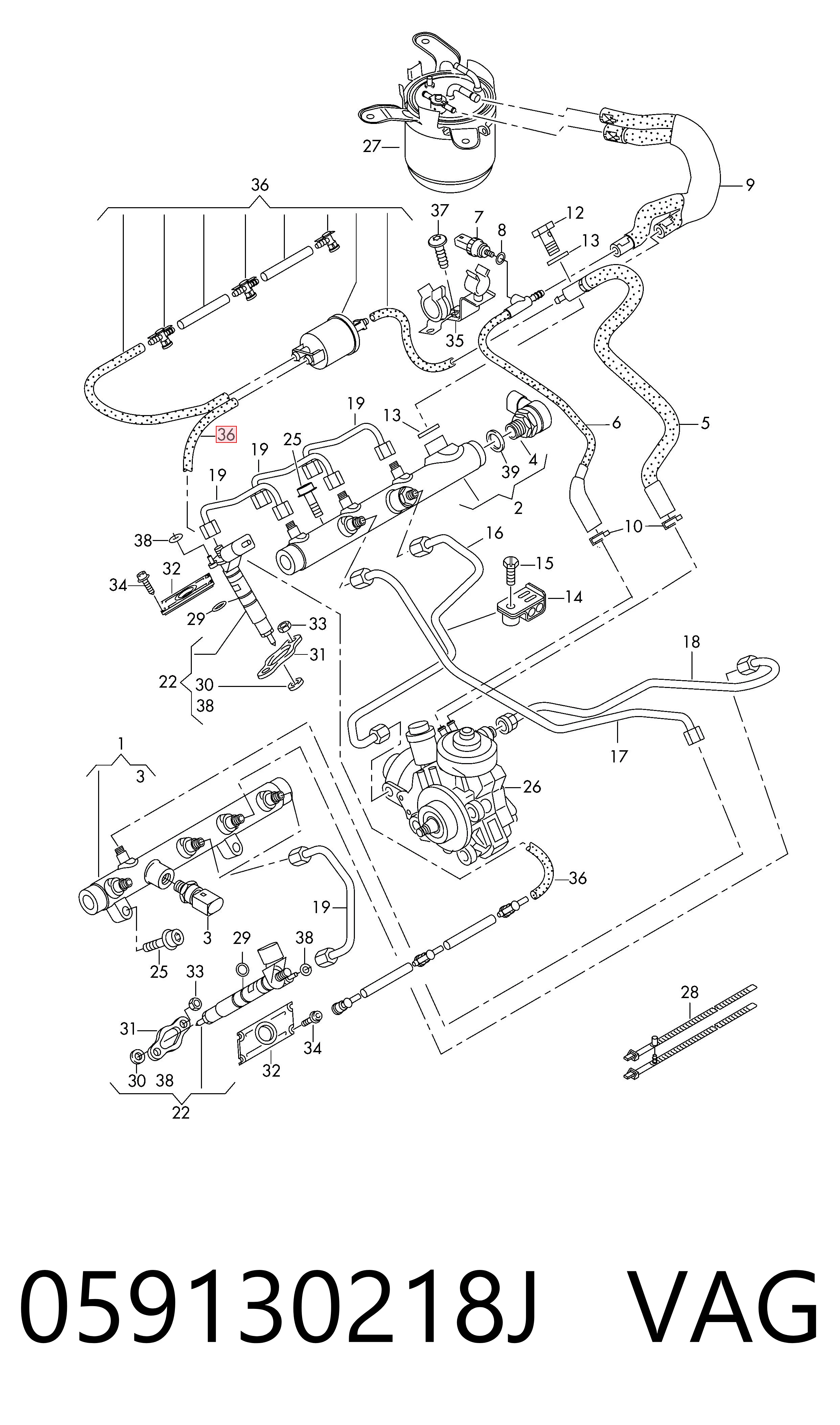 Купити 445130333 Bosch Трубка паливна, зворотня від форсунок