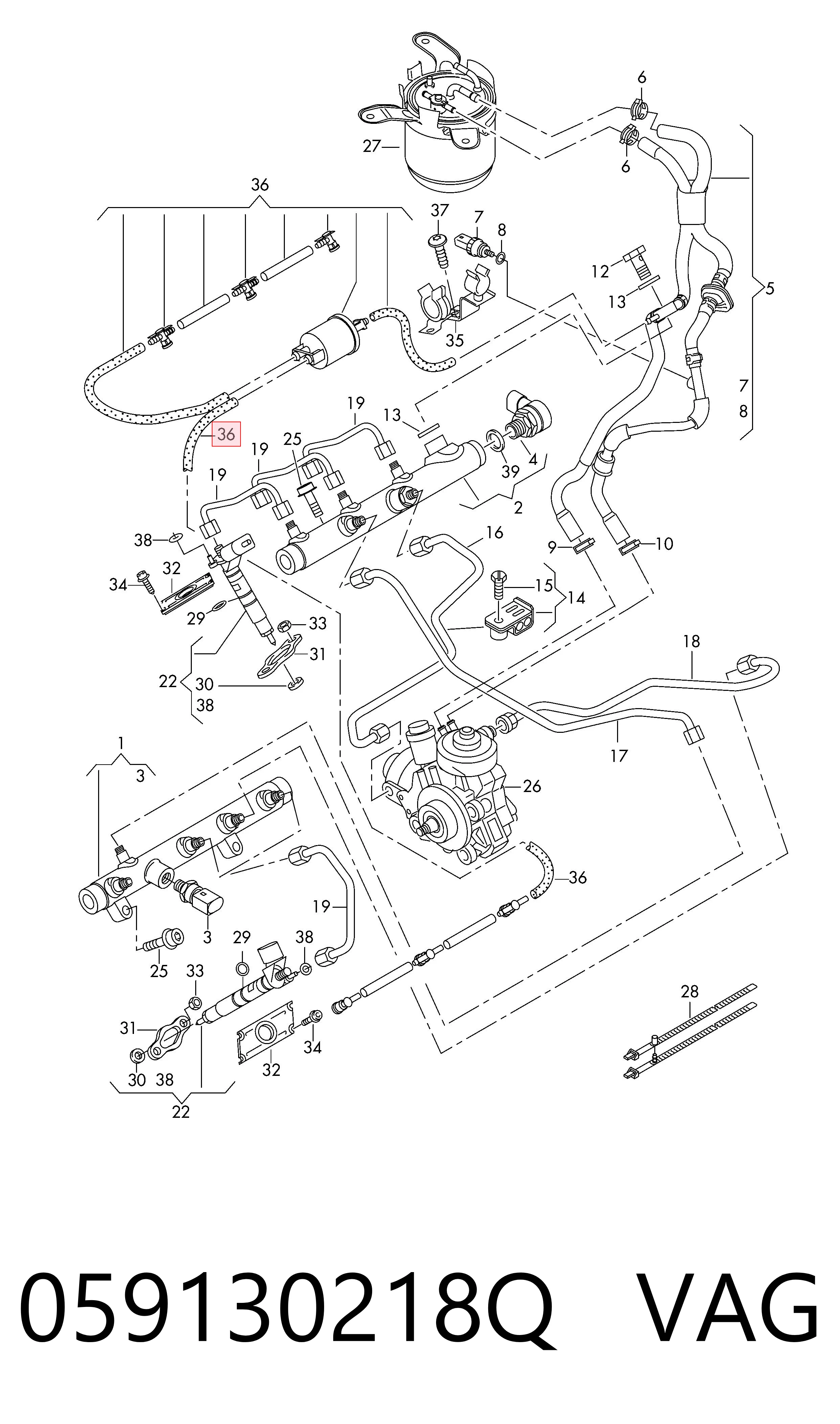 Трубка паливна, зворотня від форсунок 445130333 Bosch