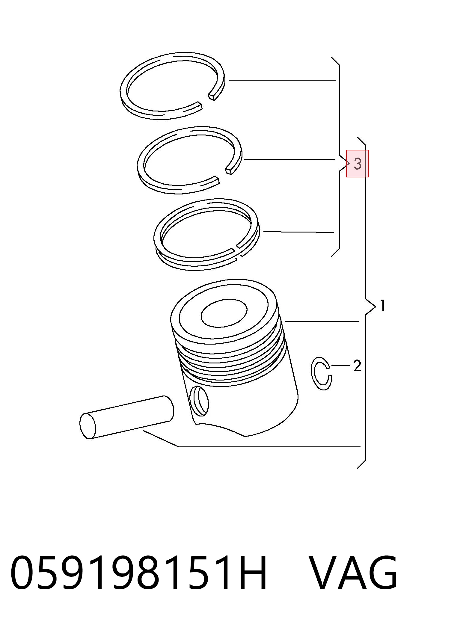 Купити 03340V0 Mahle Original Кільця поршневі на 1 циліндр, STD.
