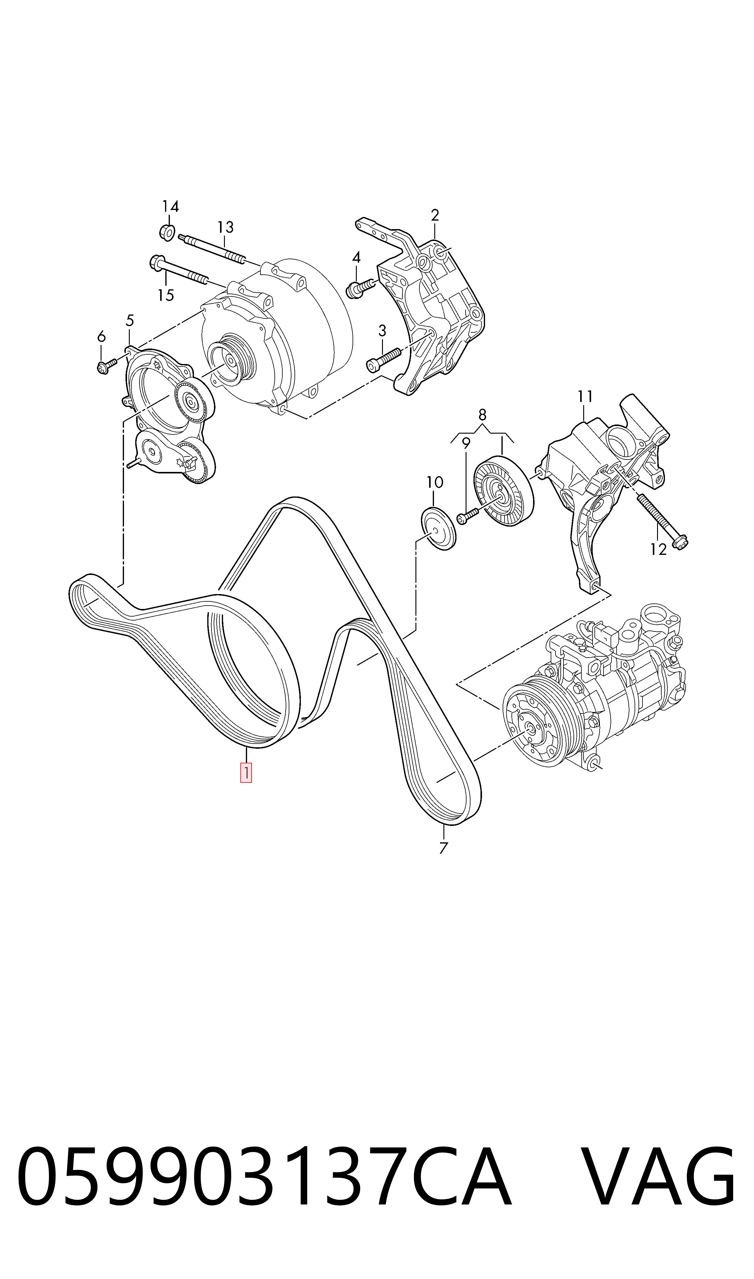 Поліклиновий ремінь на Audi A4 B9 8W2, 8WC