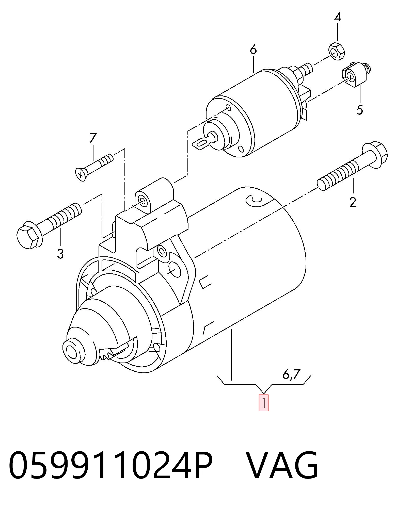 Стартер VAG 059911024P ціна, від 76.02 USD