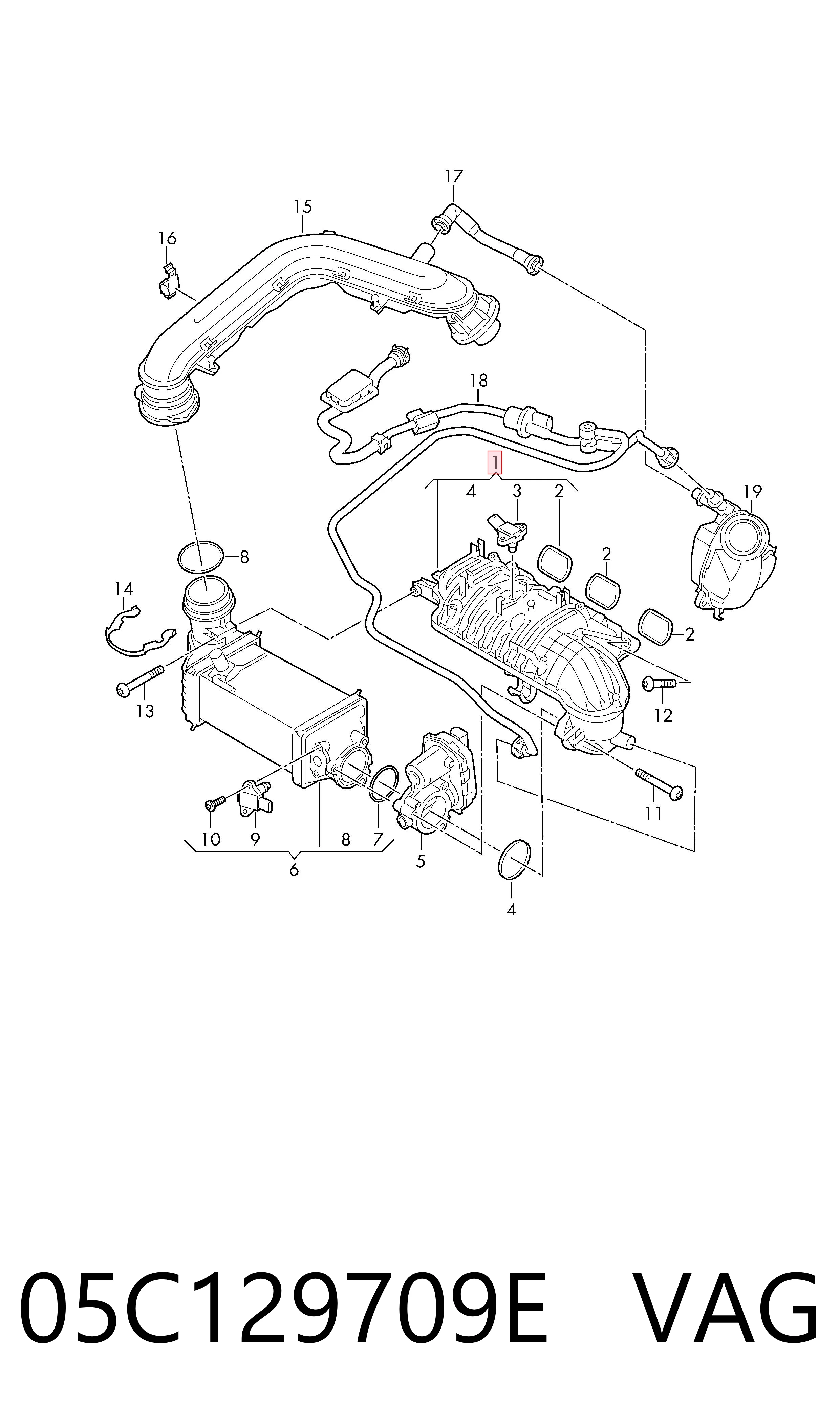 05C129709E VAG Колектор впускний
