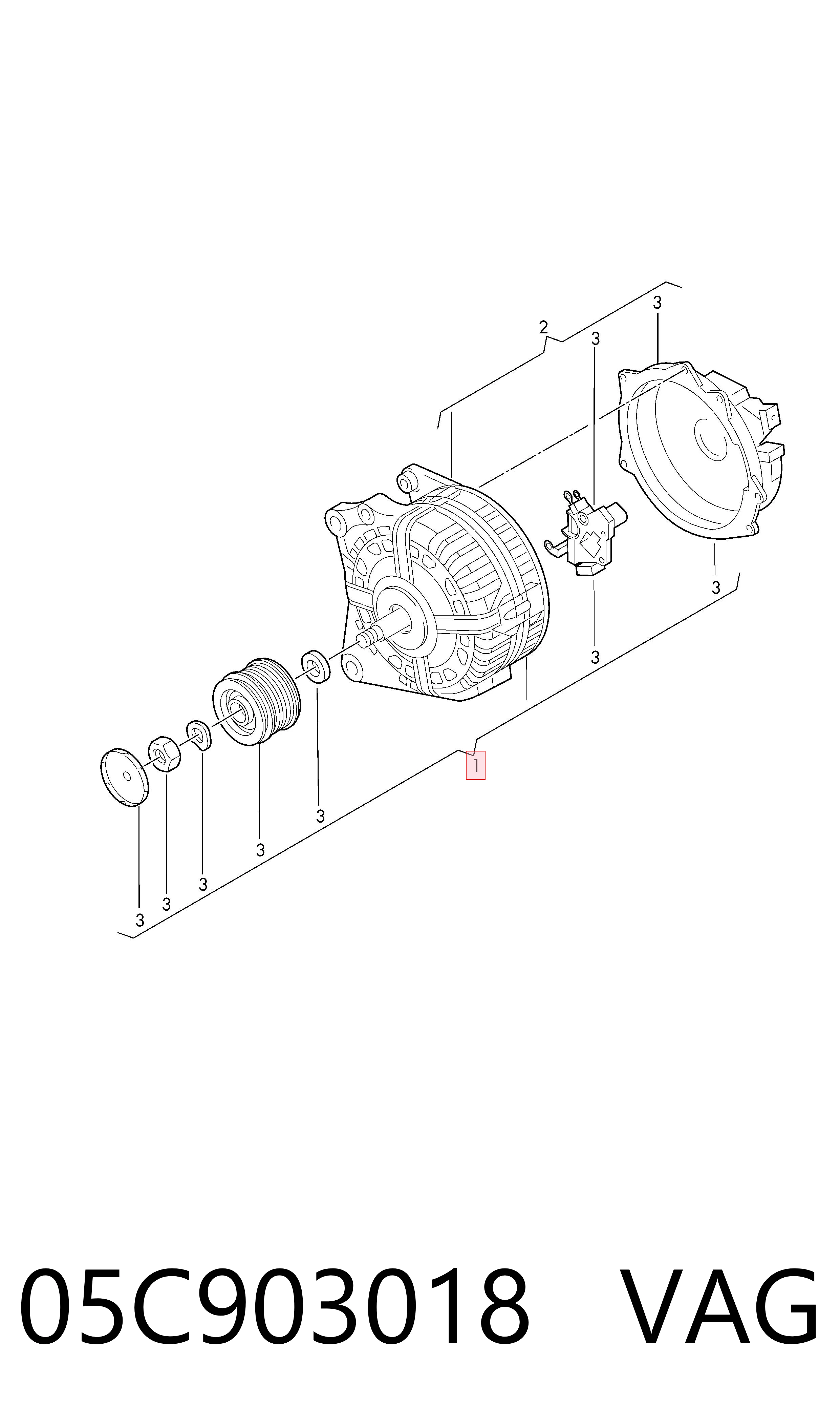 Генератор VAG 05C903018 ціна, від 1049.06 USD