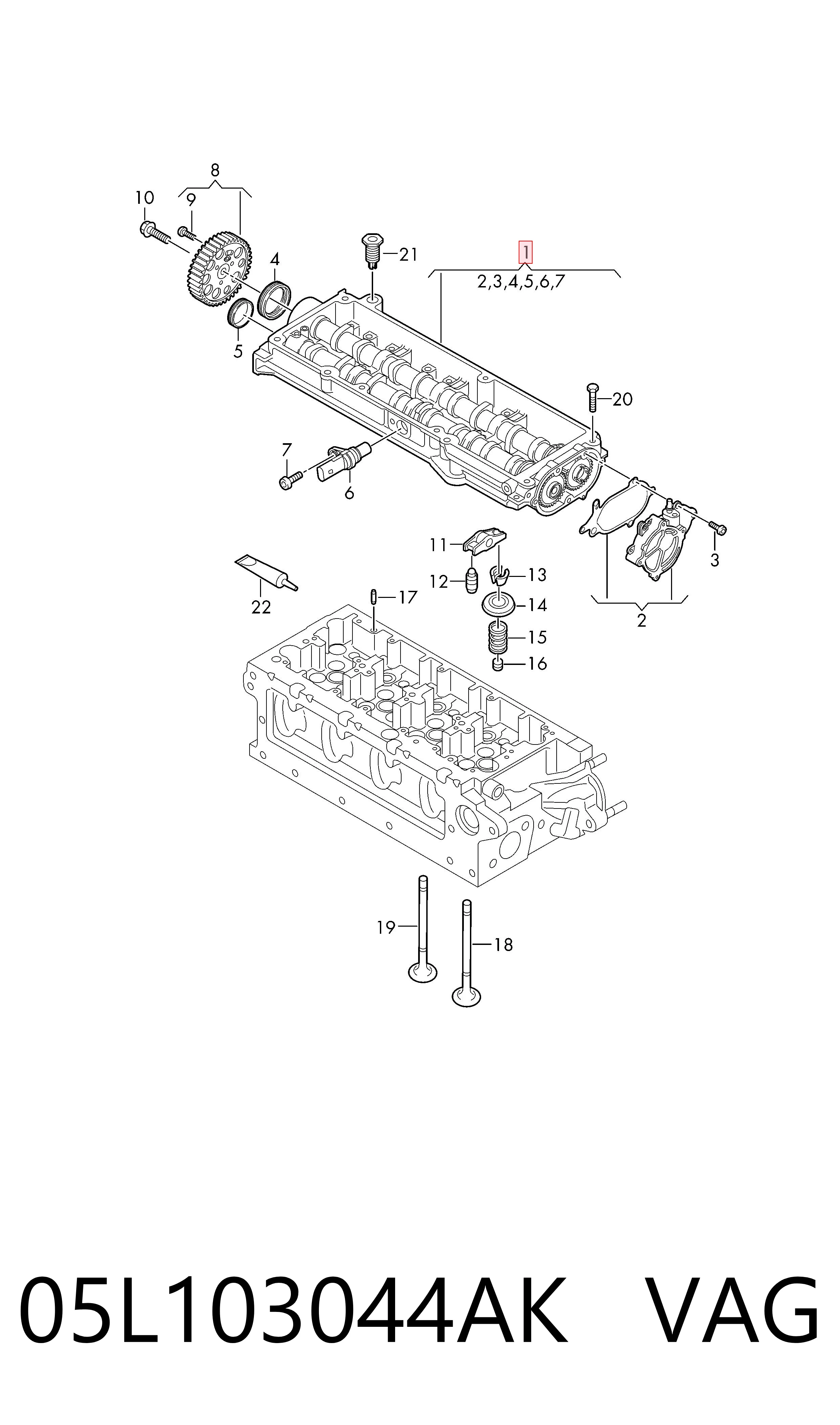 05L103044AK VAG Постіль розподільного вала