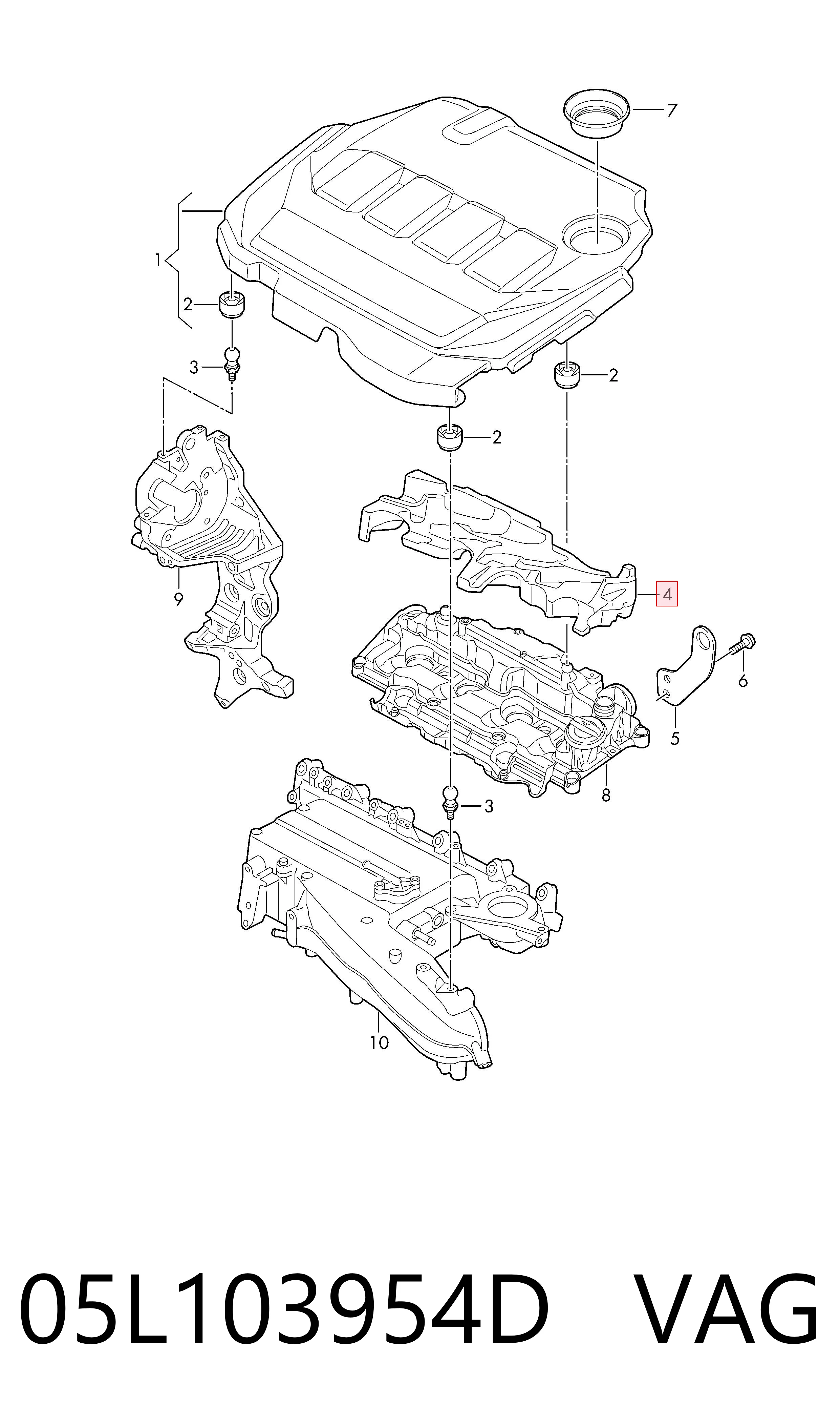05L103954D VAG Екран двигуна