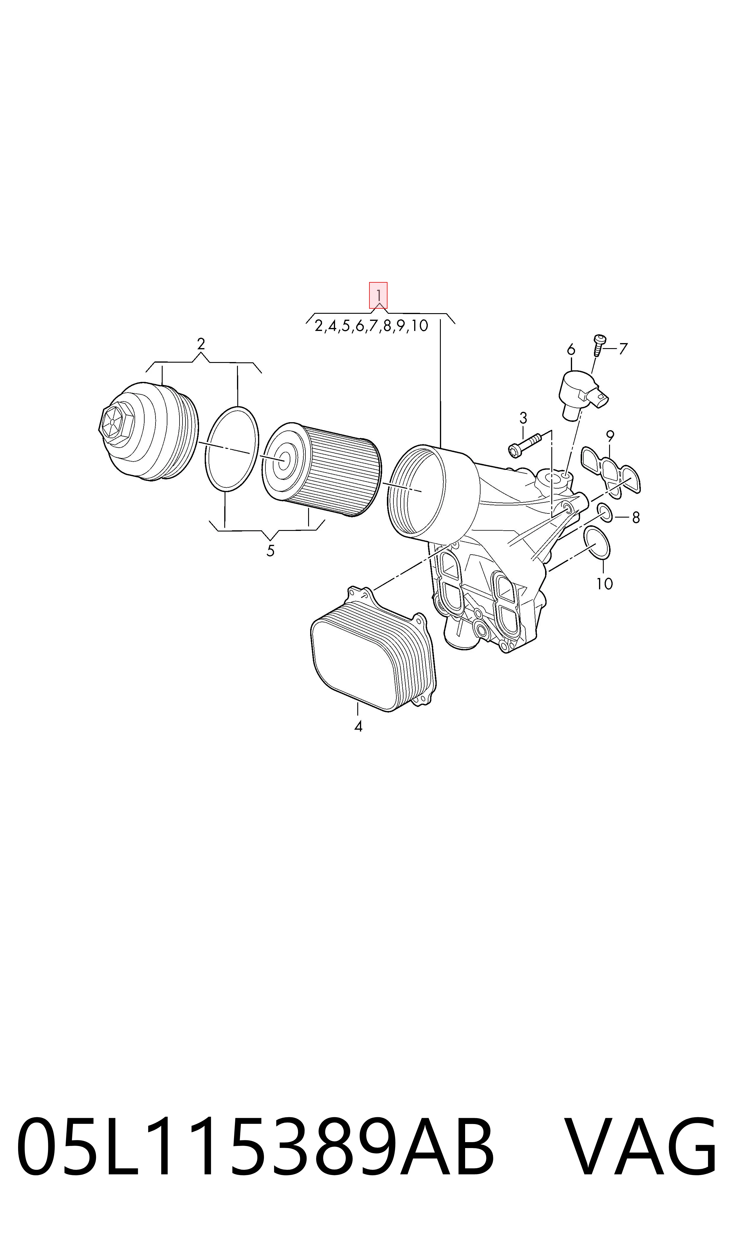 05L115389AB VAG Корпус маслофільтра