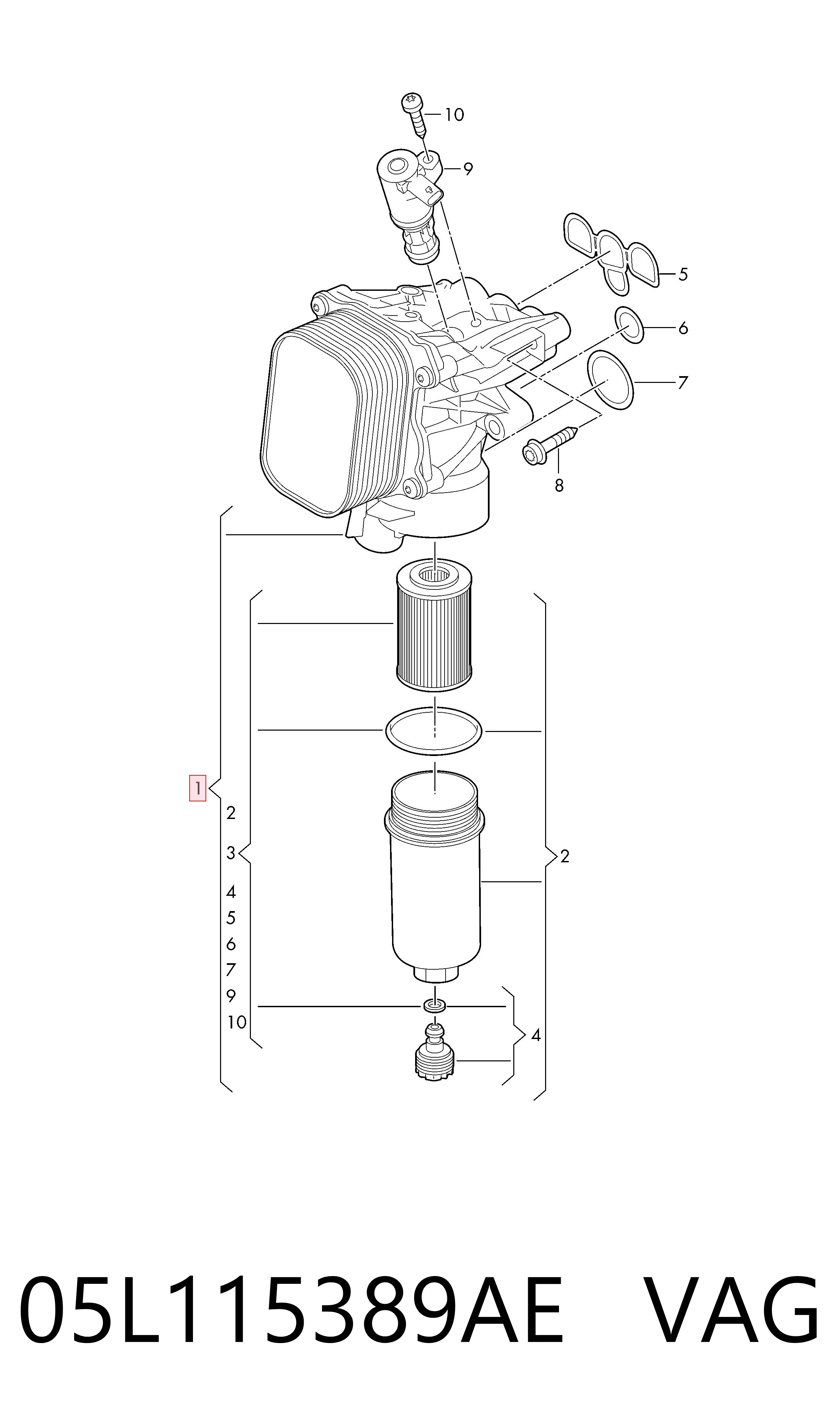 05L115389AE VAG Корпус маслофільтра