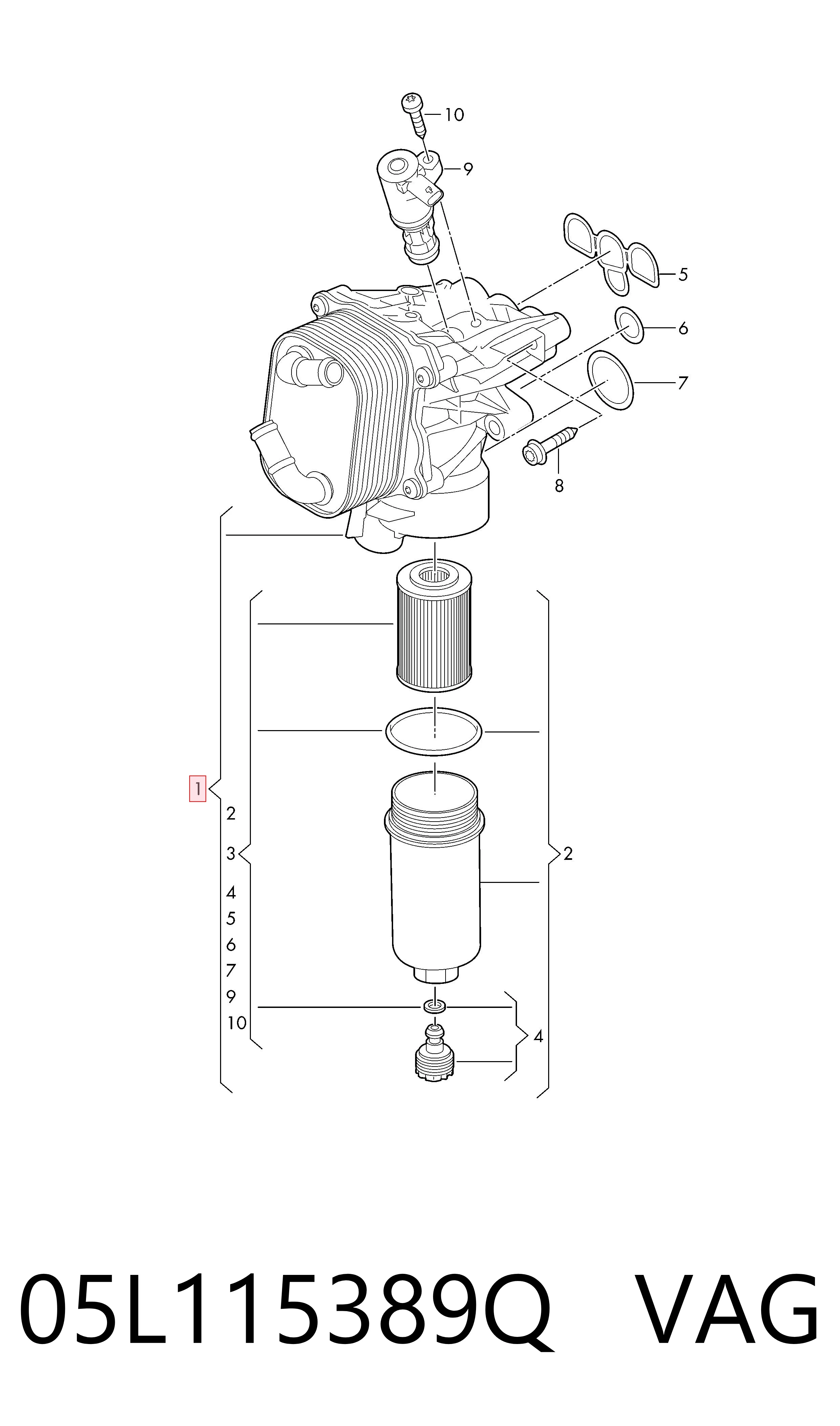 05L115389Q VAG Корпус маслофільтра