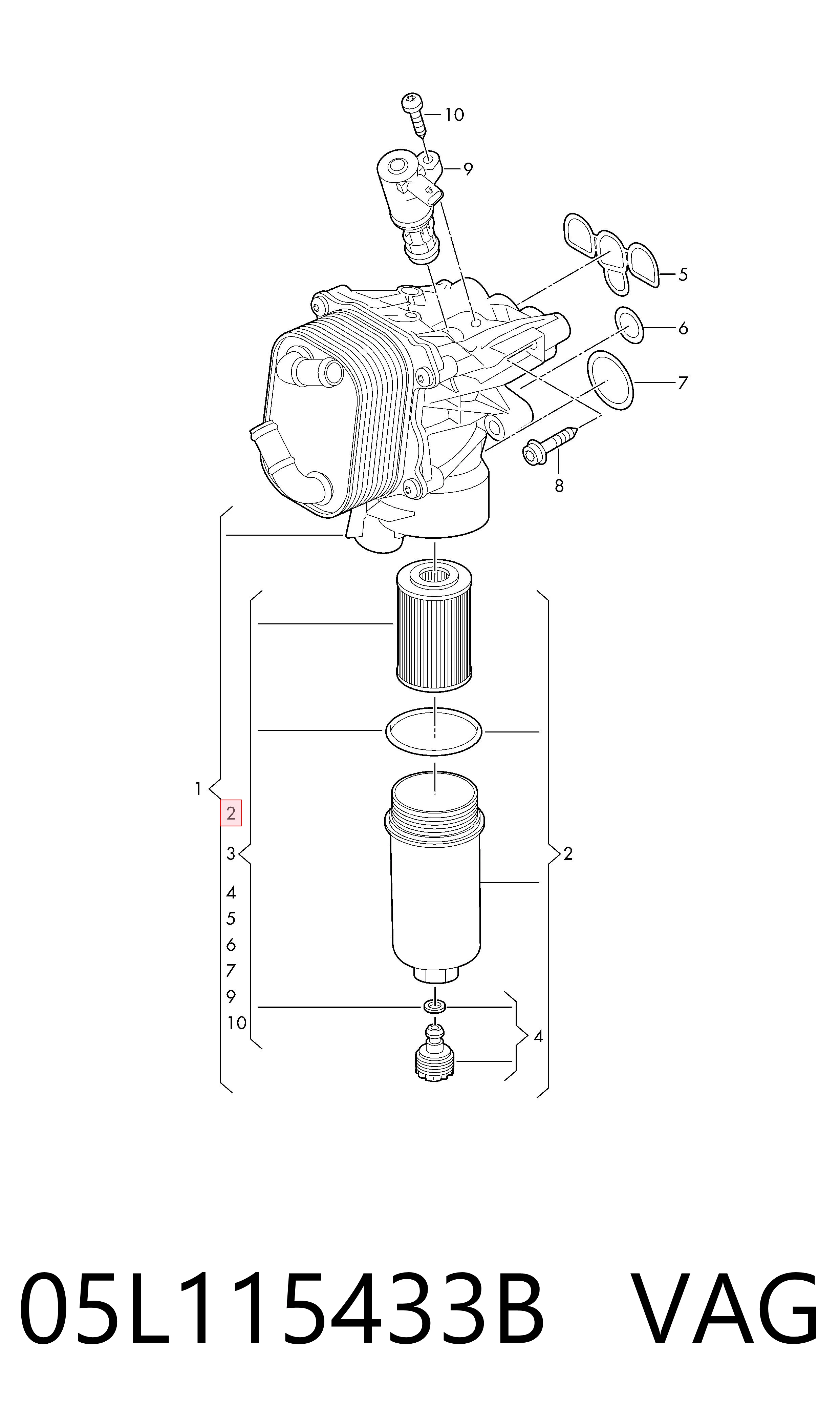 05L115433B VAG Кришка масляного фільтра