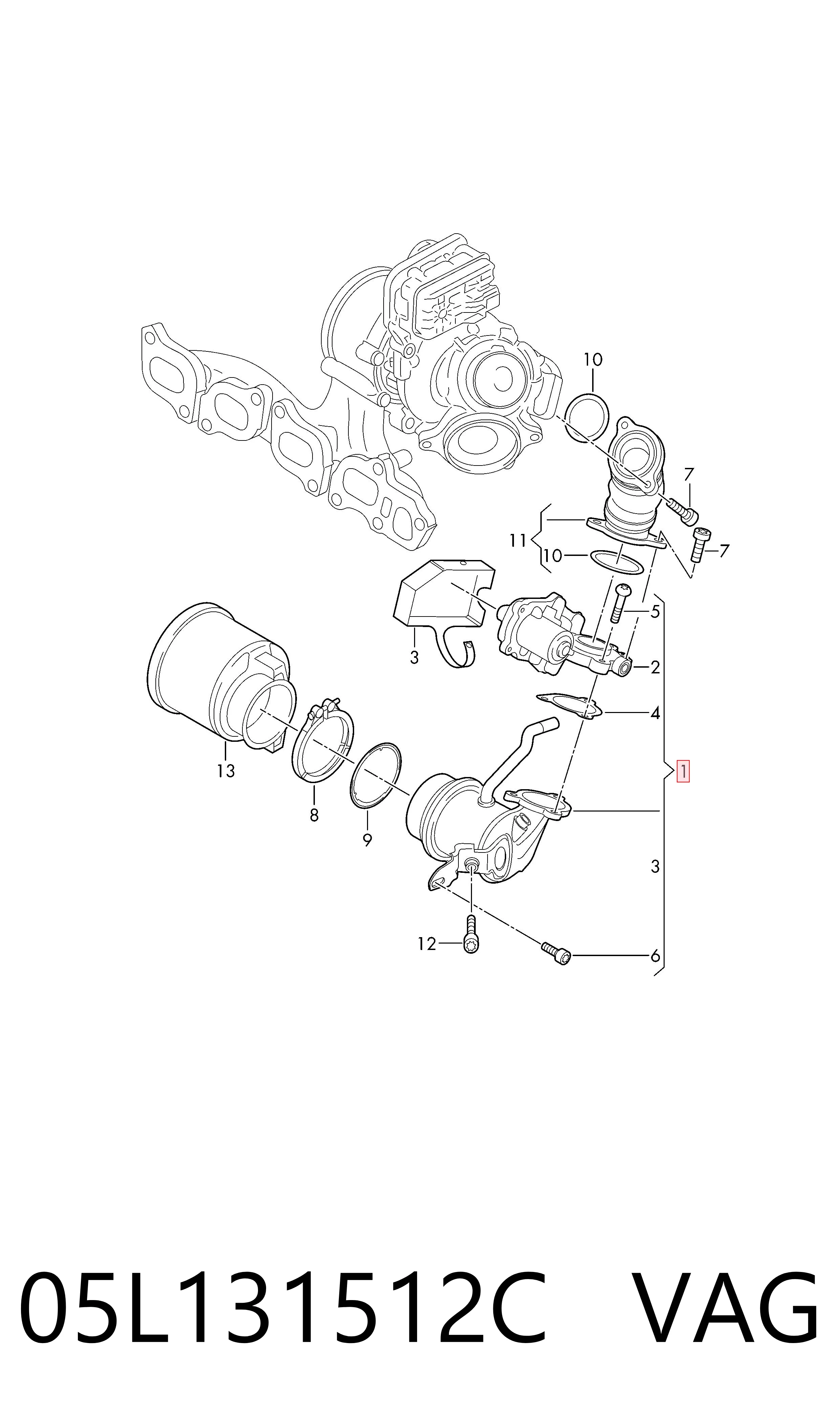 05L131512C VAG Радіатор системи EGR рециркуляції вихлопних газів
