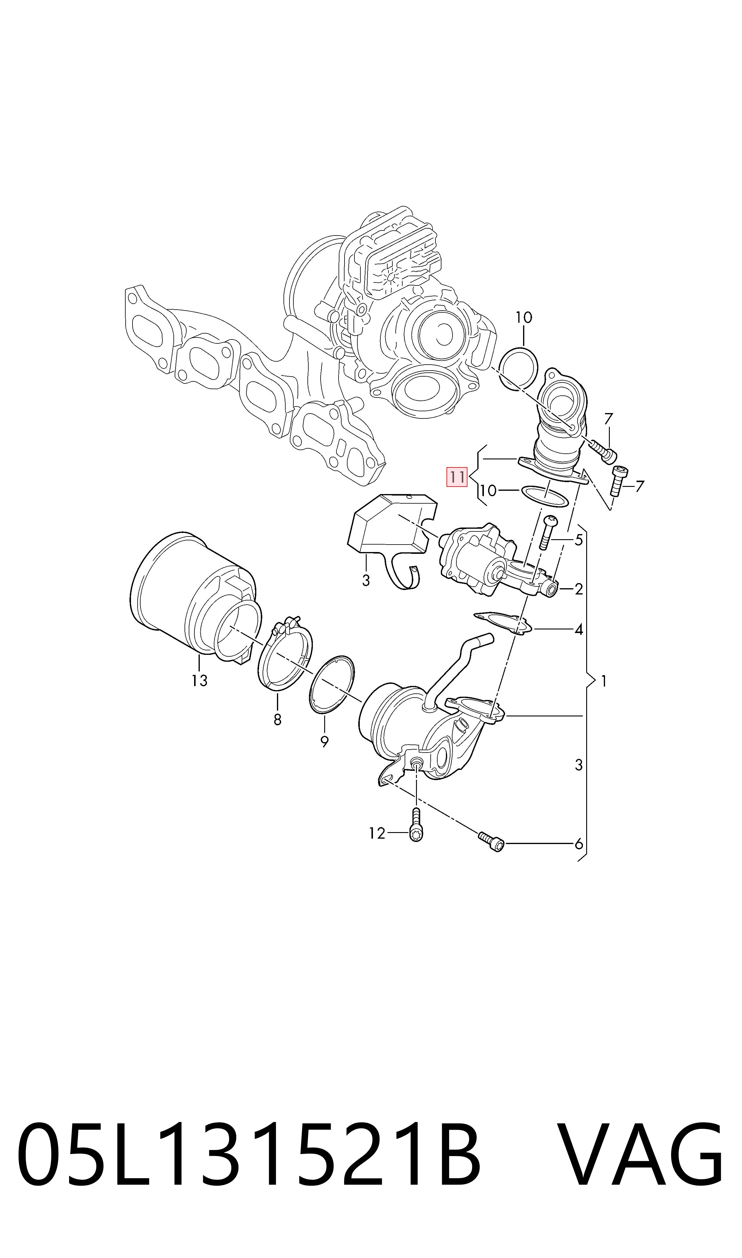 05L131521B VAG Шланги і трубки системи рециркуляції