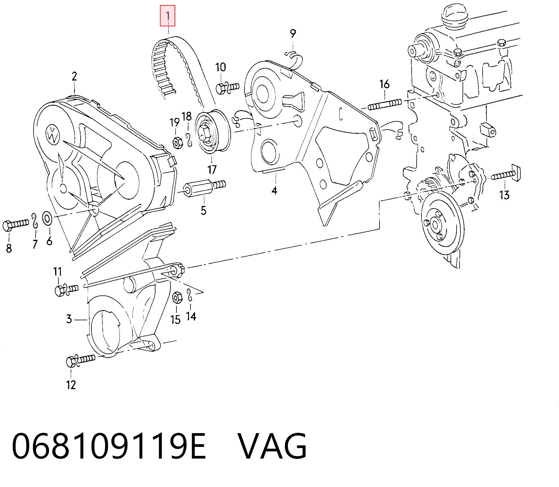 Зубчастий ремінь VAG 068109119E ціна, від 11.45 USD