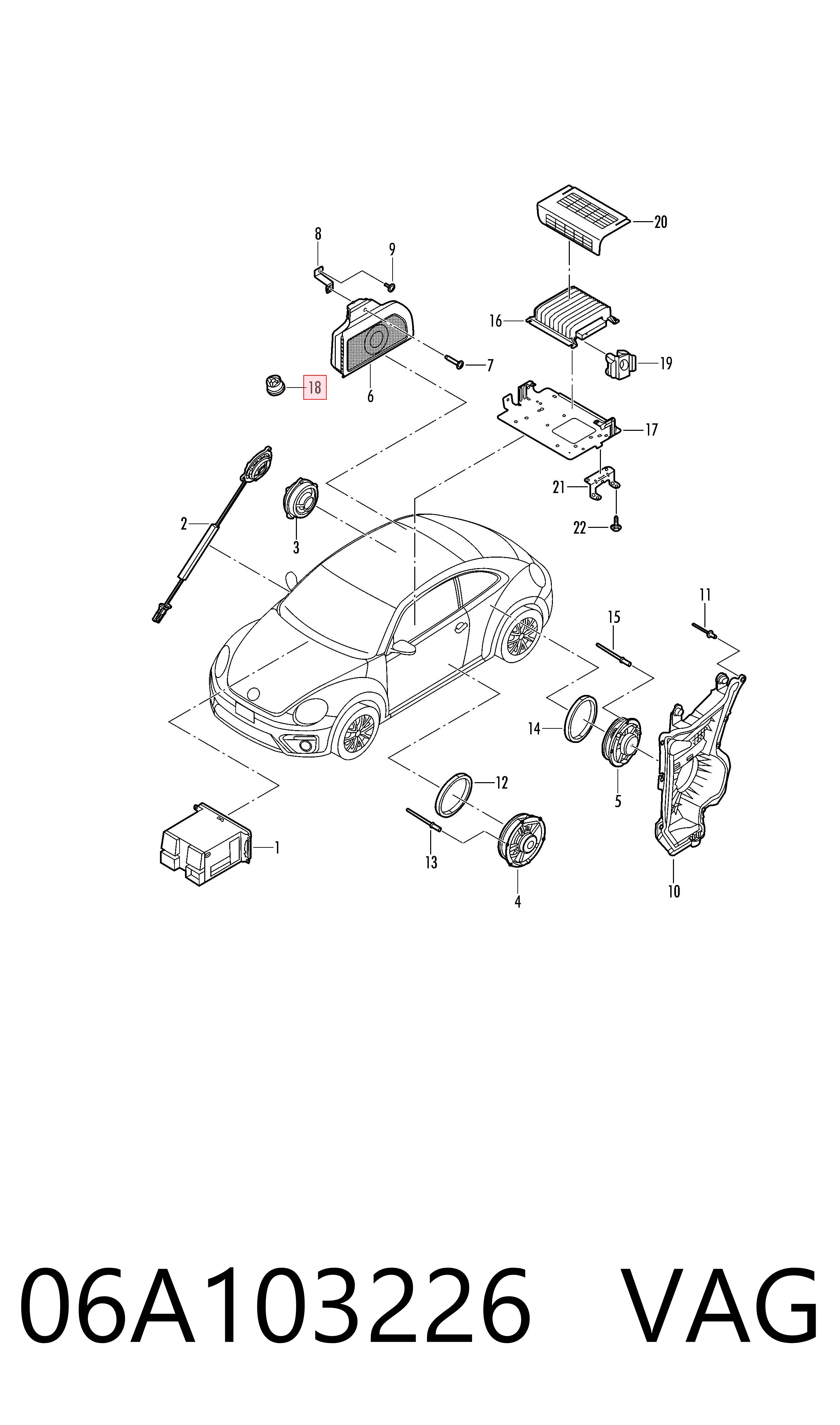 06A103226 VAG Подушка декоративної кришки двигуна