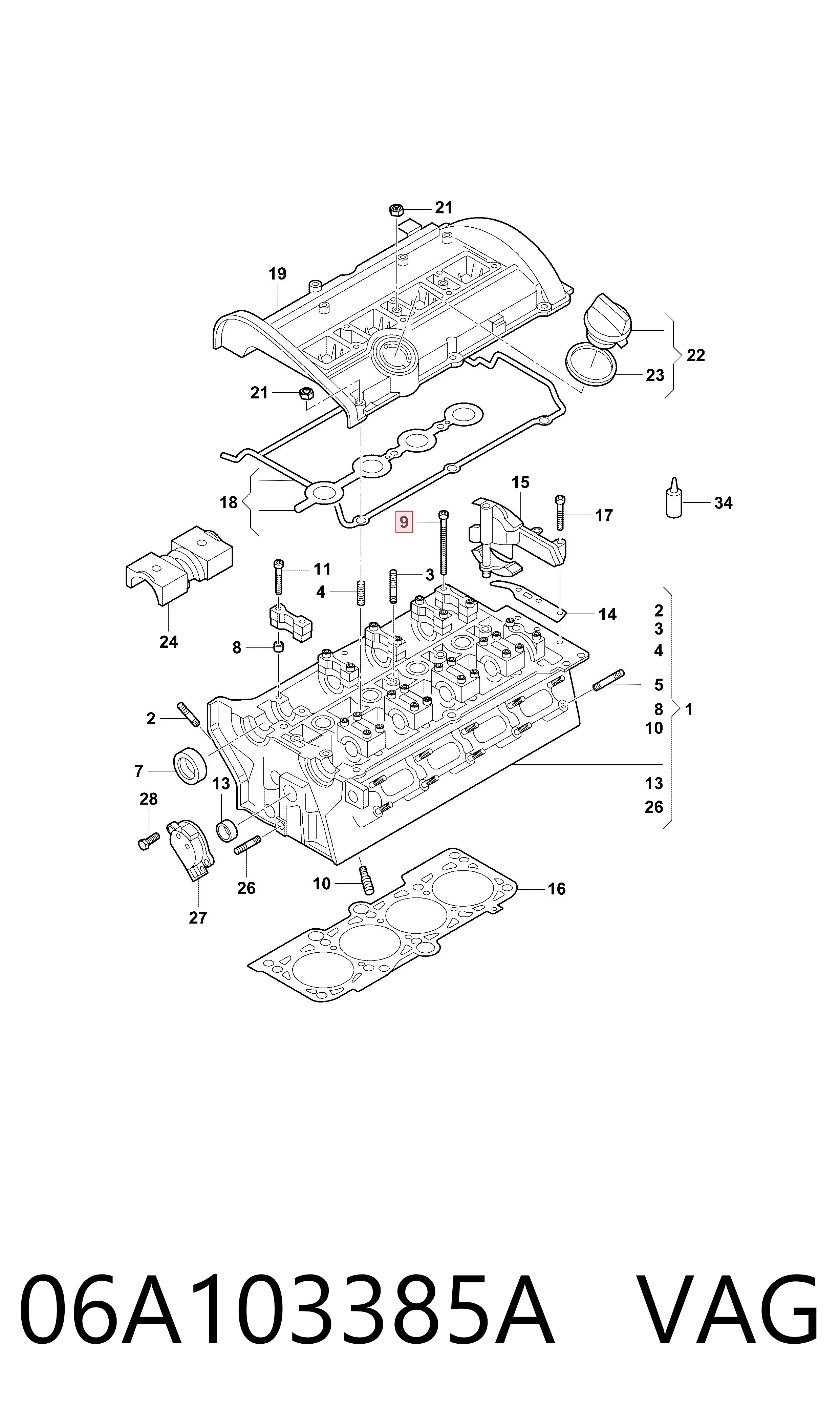Болт головки блока циліндрів Volkswagen Beetle 