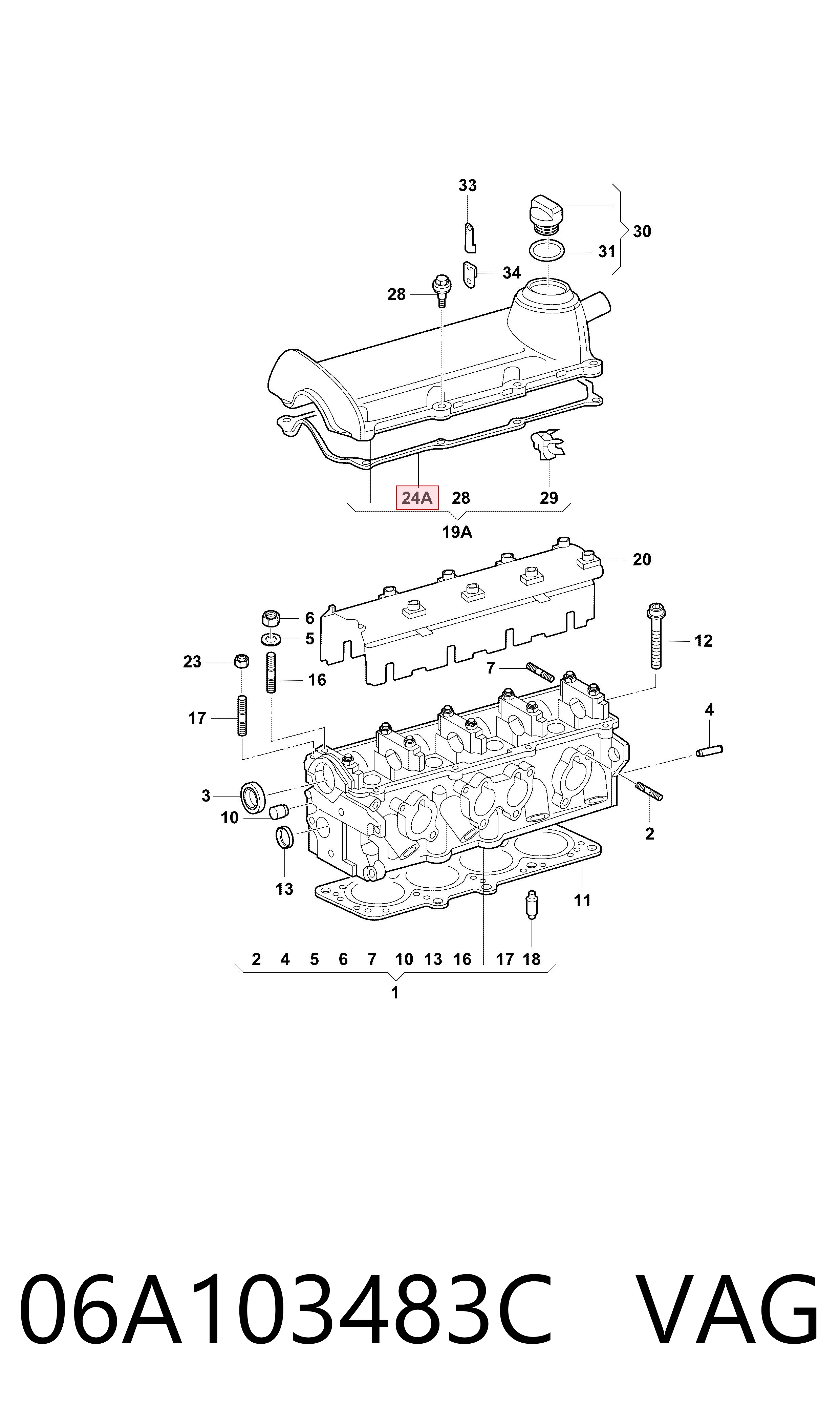 06A103483C VAG Прокладка кришки клапанної 