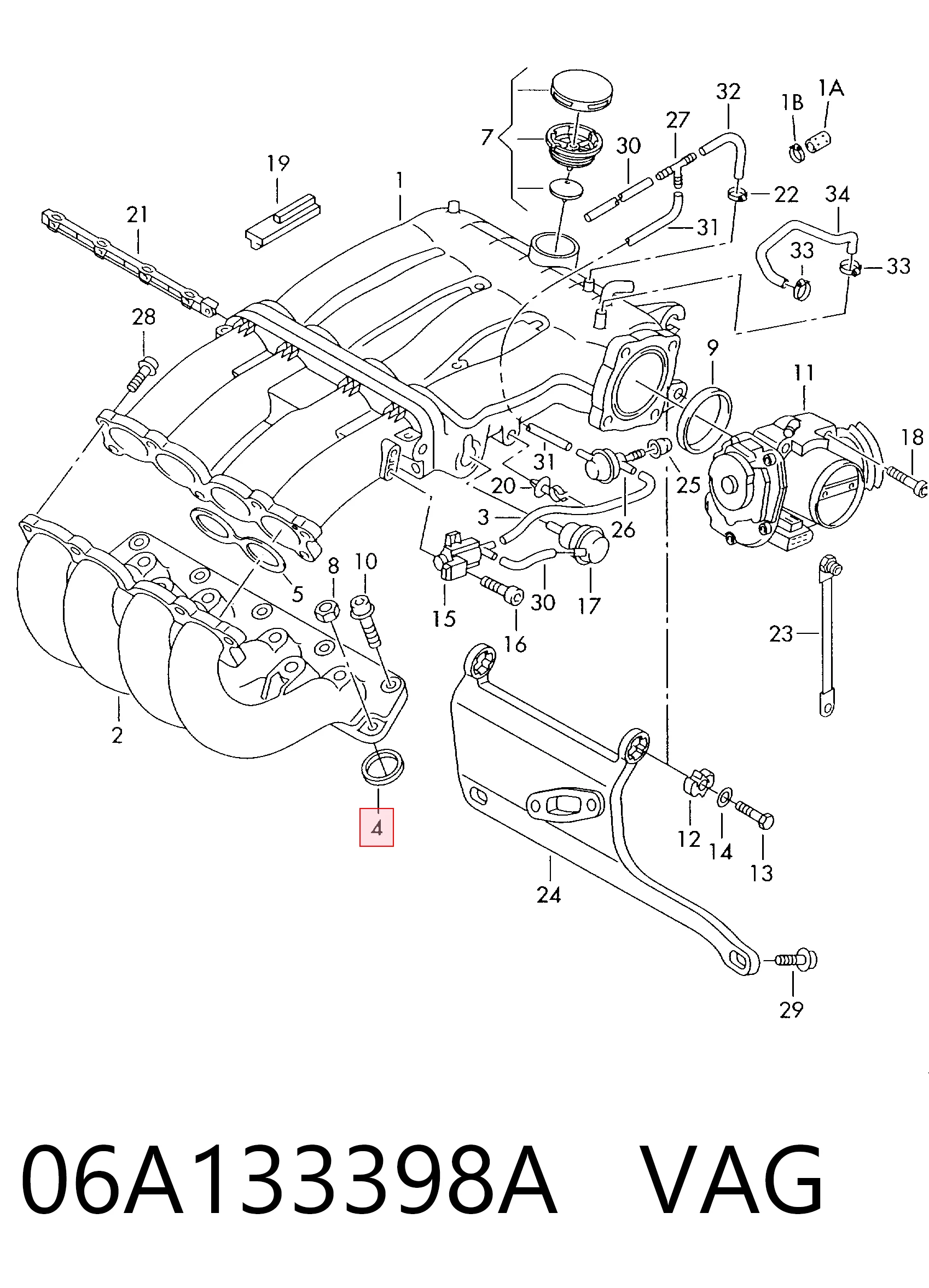 Прокладка впускного колектора на Volkswagen Bora  1J2