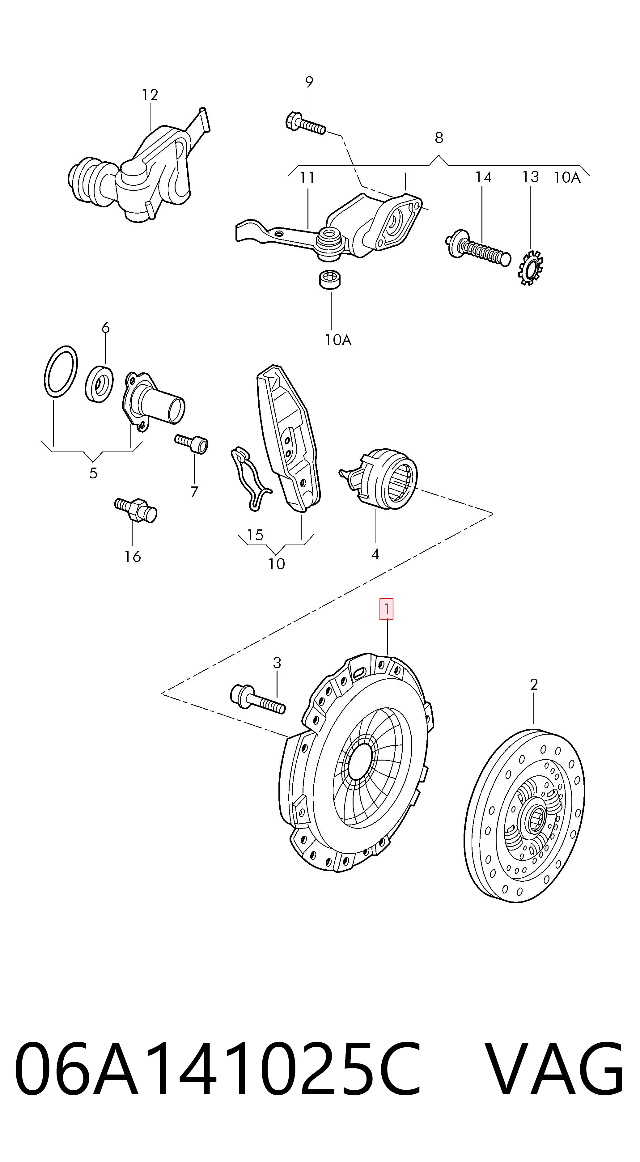 06A141025C VAG Натискний диск зчеплення