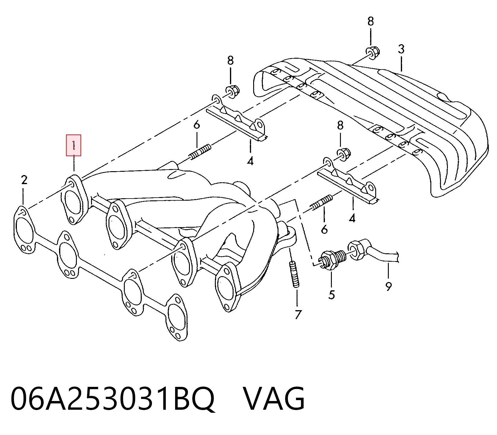 Газопроводи (колектор випускний) Audi A3 Sportback хетчбек (8PA) (2004 - 2015) ціна, від 282.49 USD