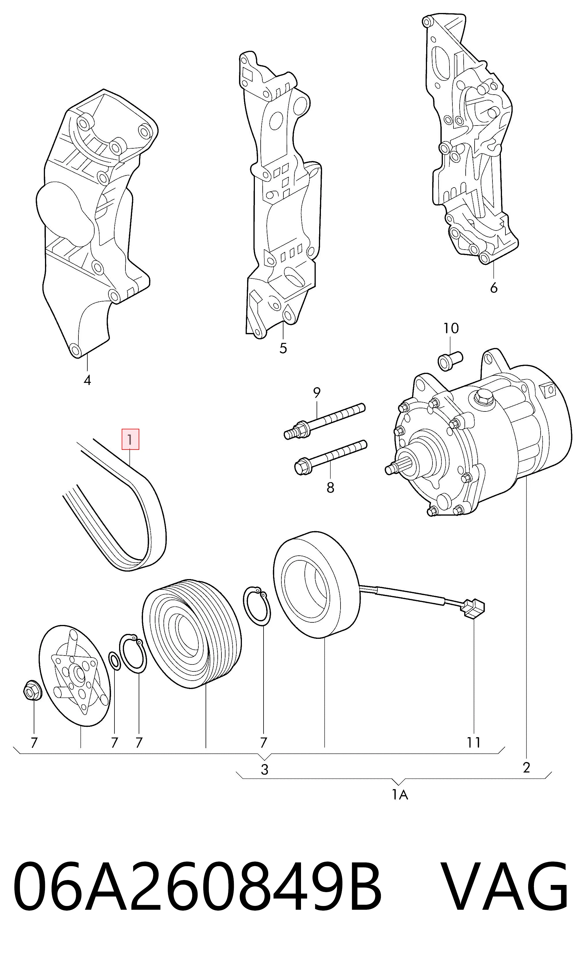 Клиновий ремінь VAG 06A260849B ціна, від 19.65 USD