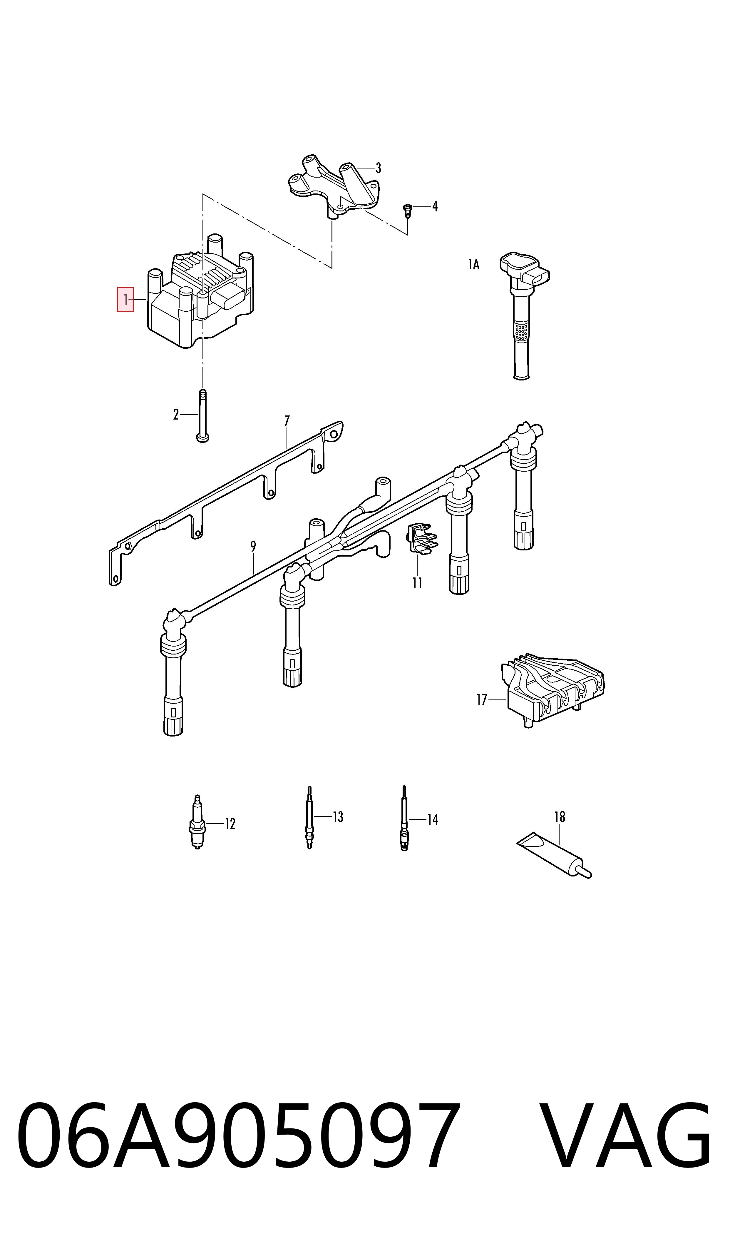 06A905097 VAG Котушка запалювання