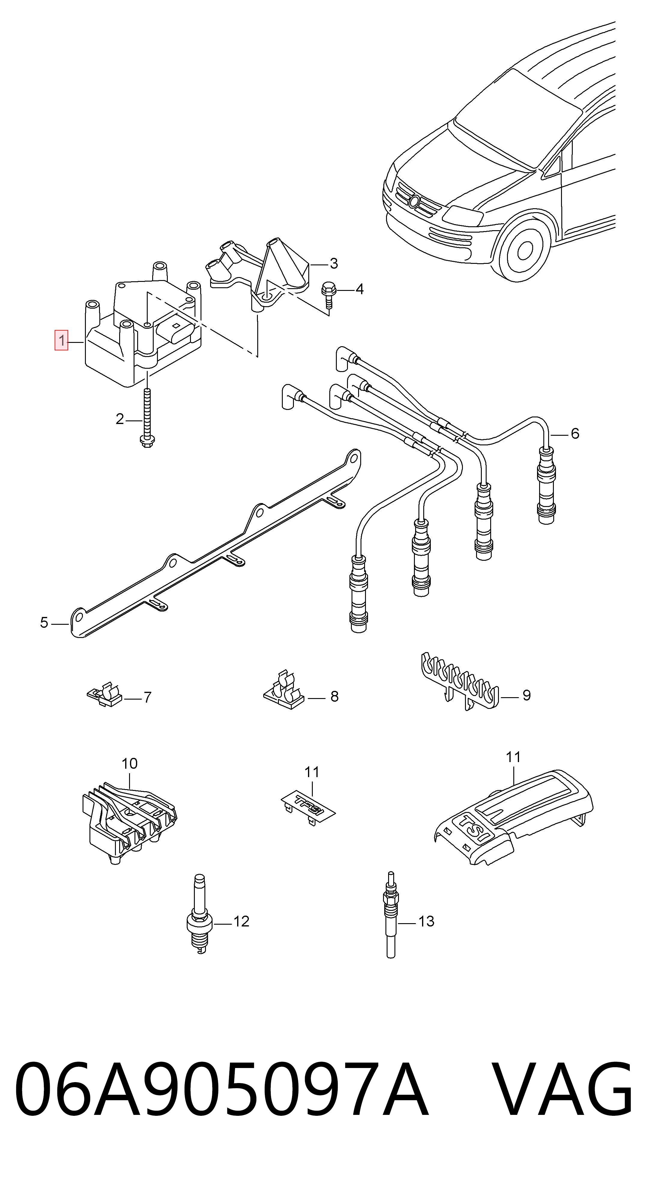 06A905097A VAG Котушка запалювання